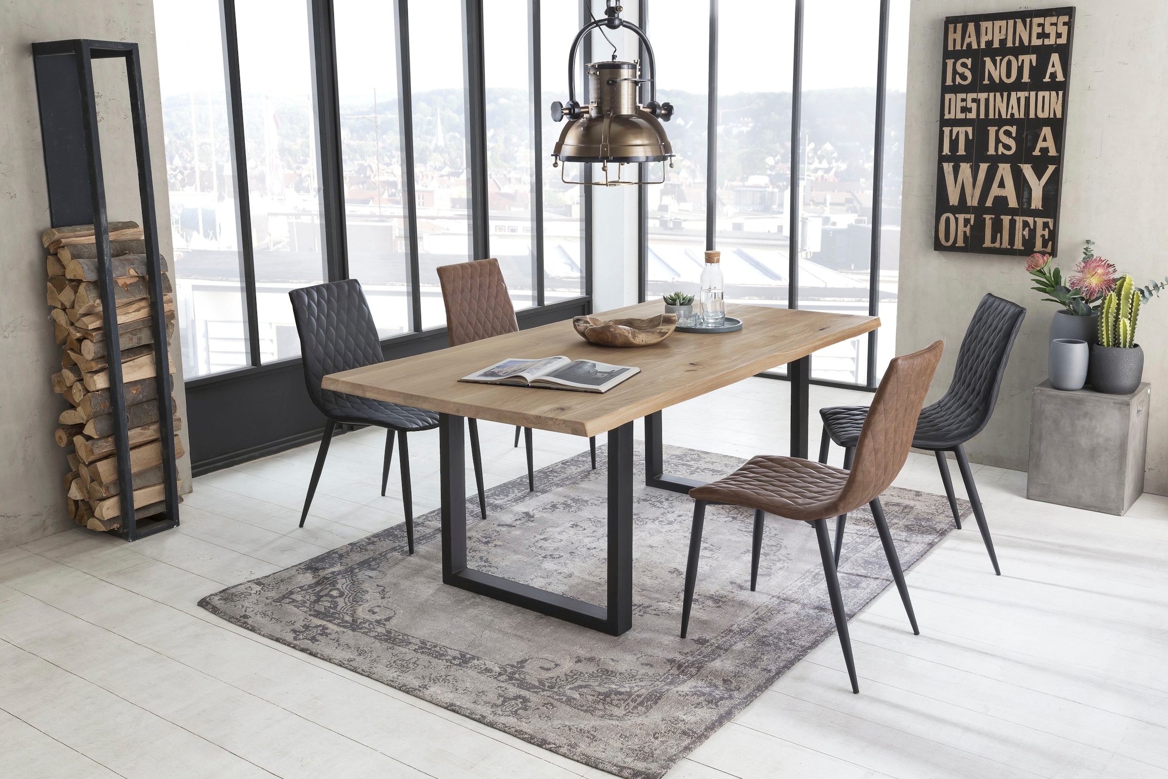 SIT Esstisch »Tops&Tables«, mit Tischplatte aus Wildeiche, mit Baumkante we gewachsen, Vintage
