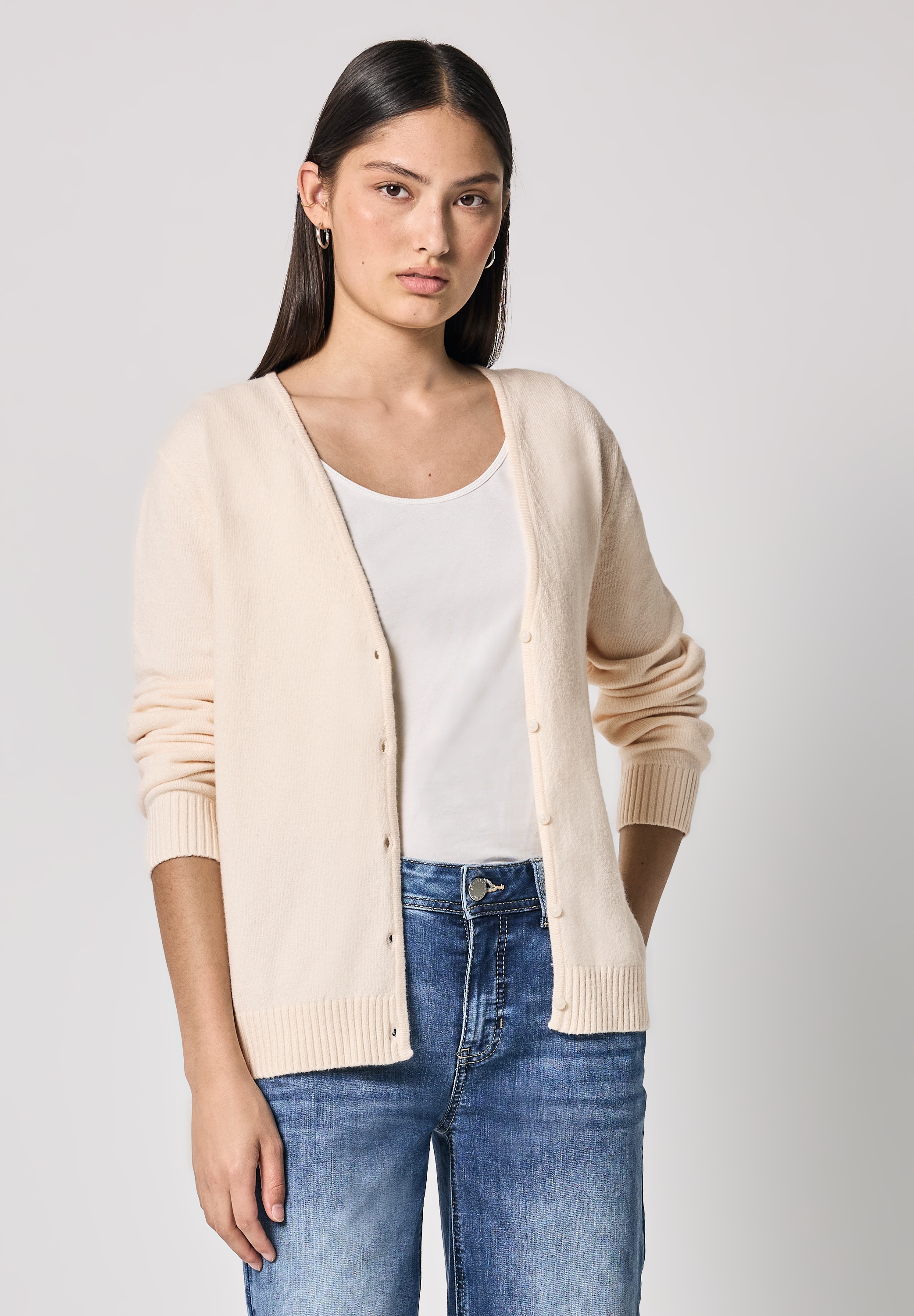 STREET ONE STUDIO Strickjacke, im soften Baumwoll-Mix günstig online kaufen