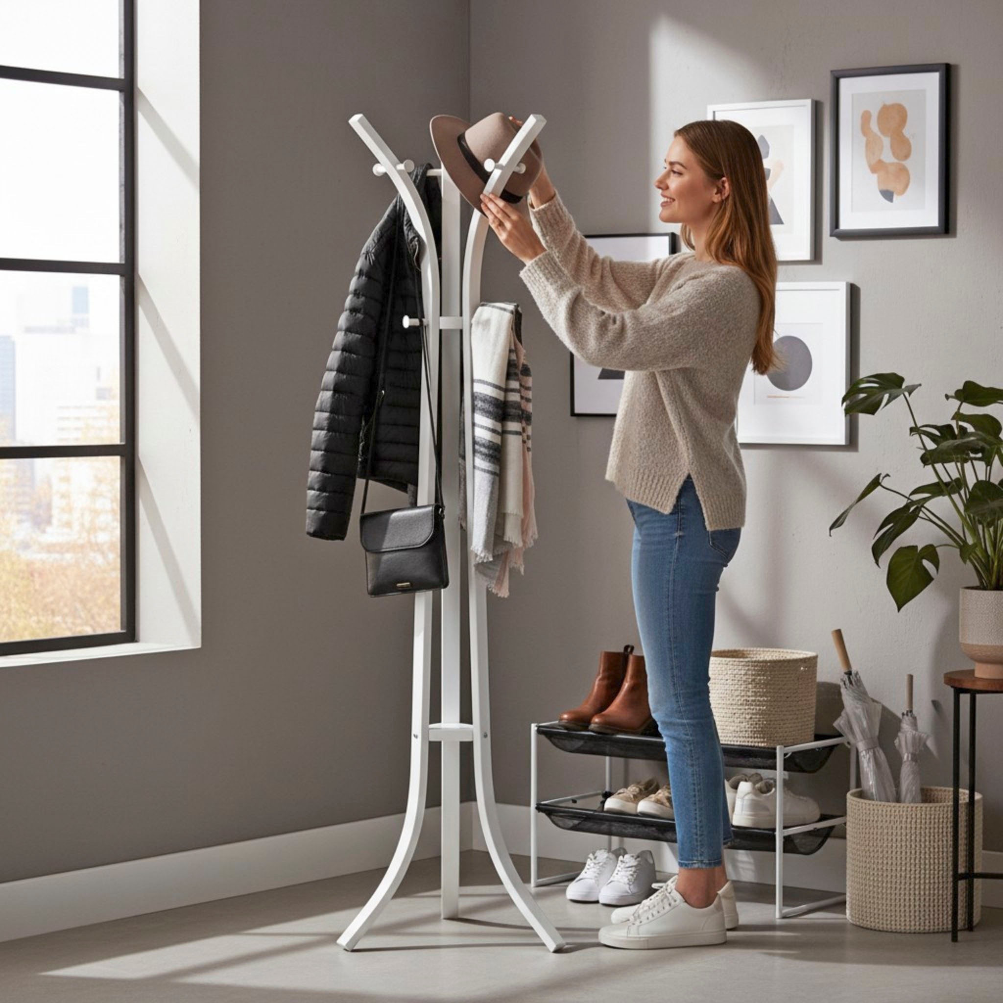 HAKU Garderobenständer »Kleiderständer, Standgarderobe« freiform - aus Metall Weiß - Ø/H 45/177 cm
