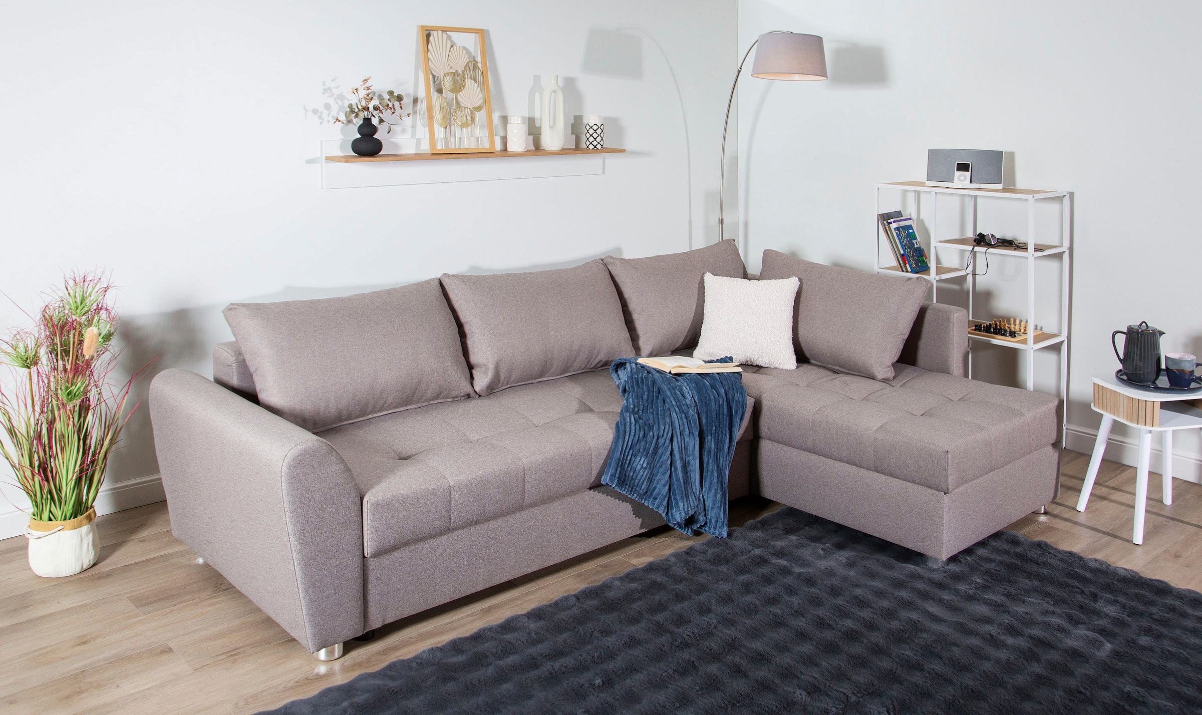 COLLECTION AB Ecksofa, Ecksofa,Bettfunktion,Bettkasten,Bonnelfederkern, Rückenkissen