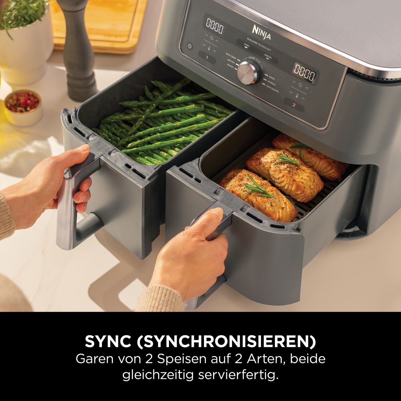 NINJA Heißluftfritteuse »MAX 6-in-1 Dual Zone Air Fryer 9,5L DZ400EU« 2470 W