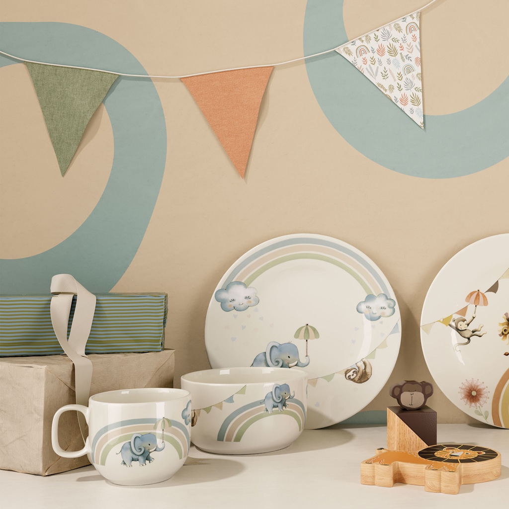 Villeroy & Boch Kindergeschirr-Set »Kindergeschirr Set Roar like an Elephant 3er Set bunt«