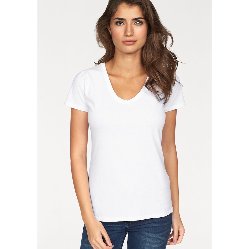 Fruit of the Loom V-Shirt »Lady-Fit Valueweight V-Neck«, (Packung, 2 tlg., 2er-Pack)