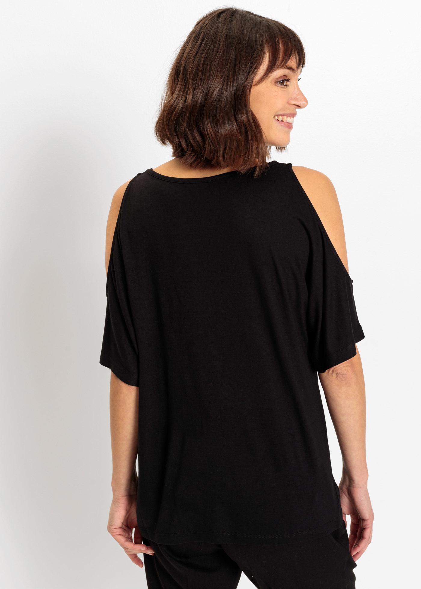 bonprix T-Shirt "Cold-Shoulder-Shirt aus Viskose" Cold-Shoulder-Design, Hal günstig online kaufen
