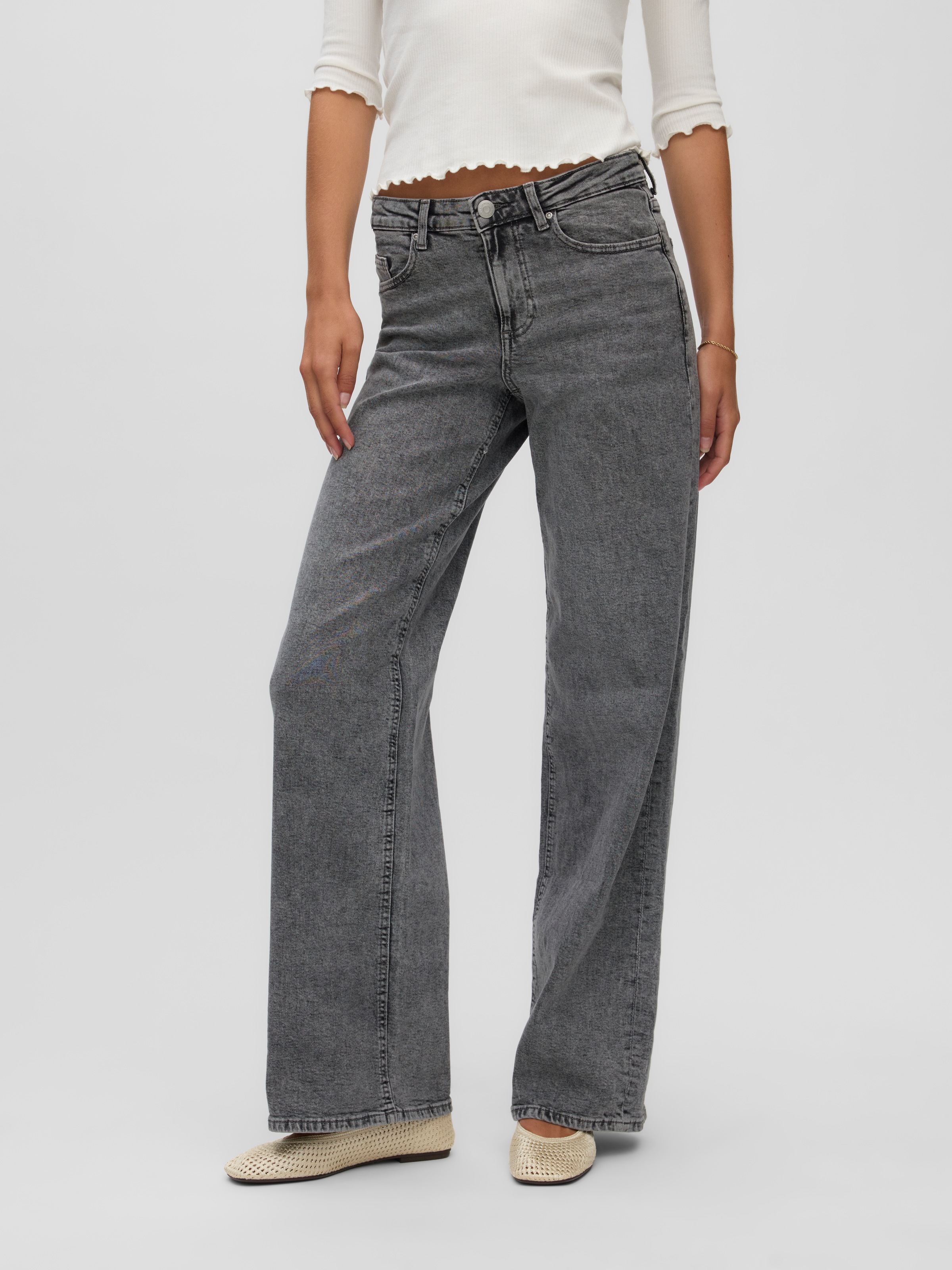 Vero Moda Weite Jeans "VMSANDIE-STRETCH MR WIDE JNS RA269 NOOS" Baumwollmischung, wide fit, mid rise