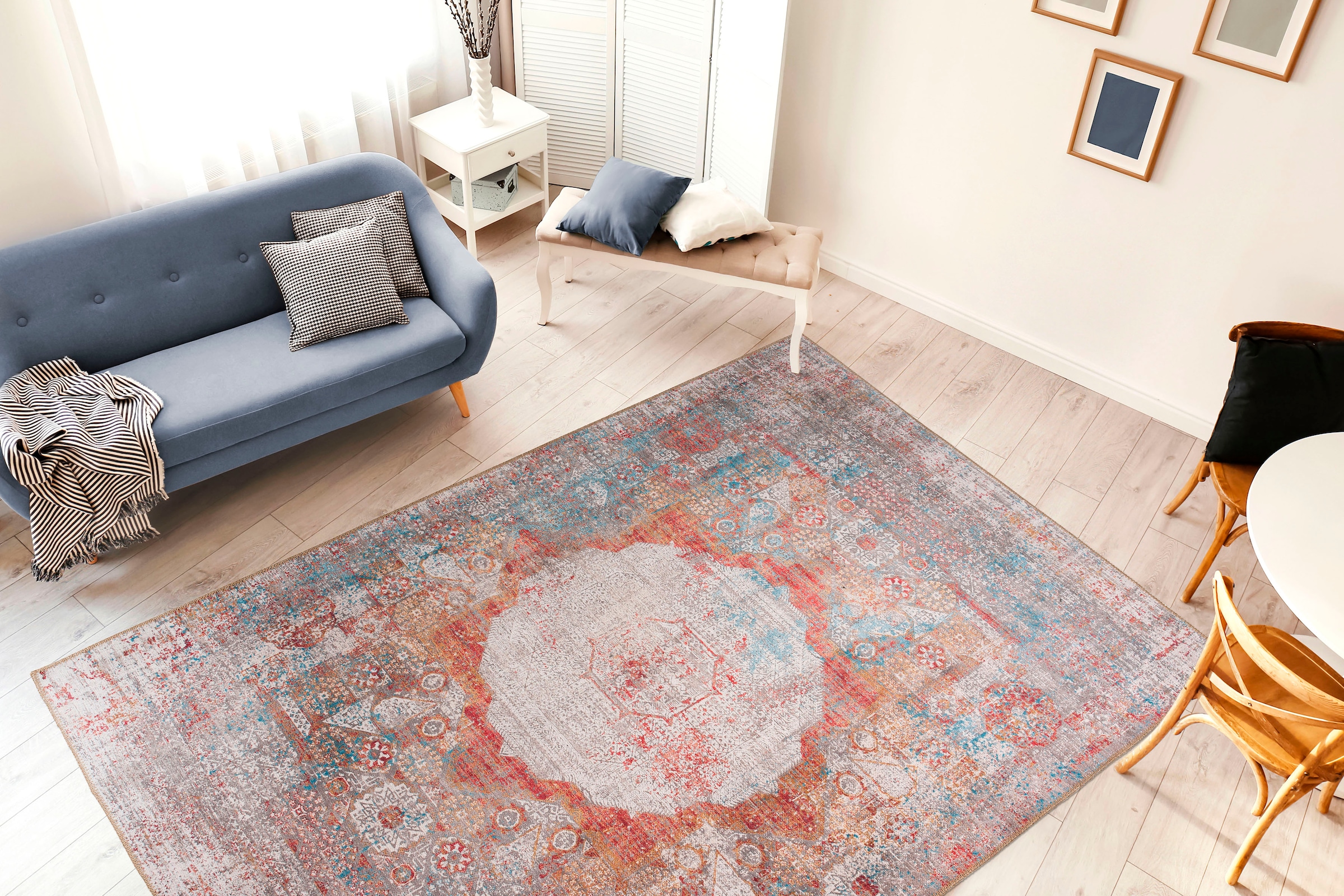 me gusta Teppich »Faye 125«, rechteckig, 6 mm Höhe, Flachgewebe, gedrucktes Motiv, Wohnzimmer, Esszimmer