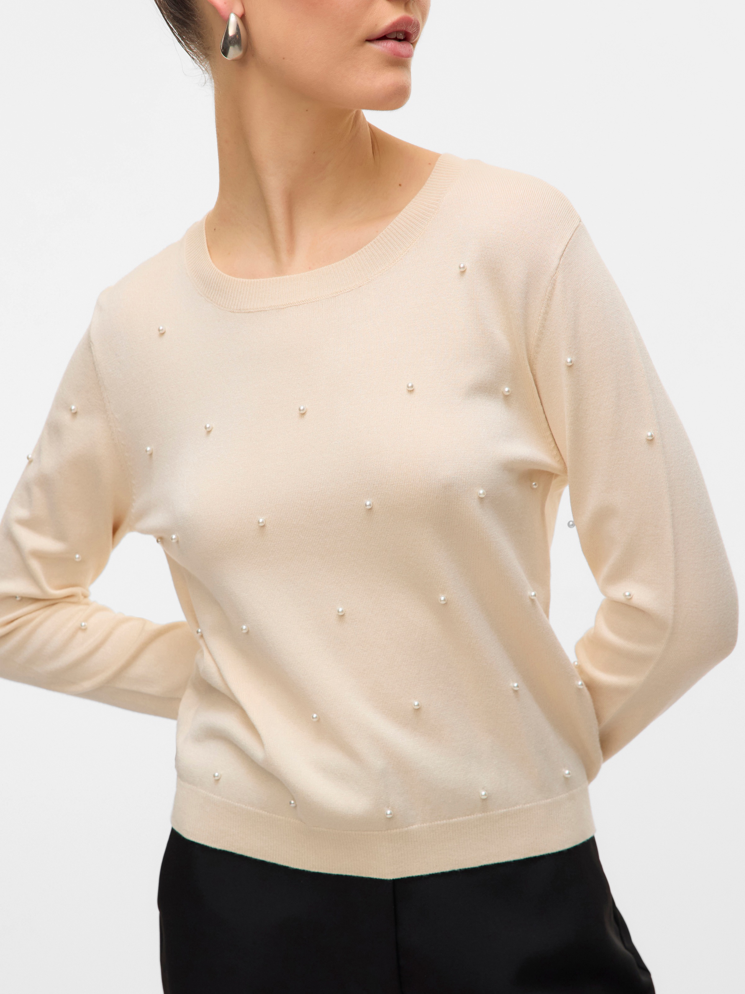 Vero Moda Rundhalspullover "VMGLORY PEARL LS O-NECK PULLOVER BOO" günstig online kaufen
