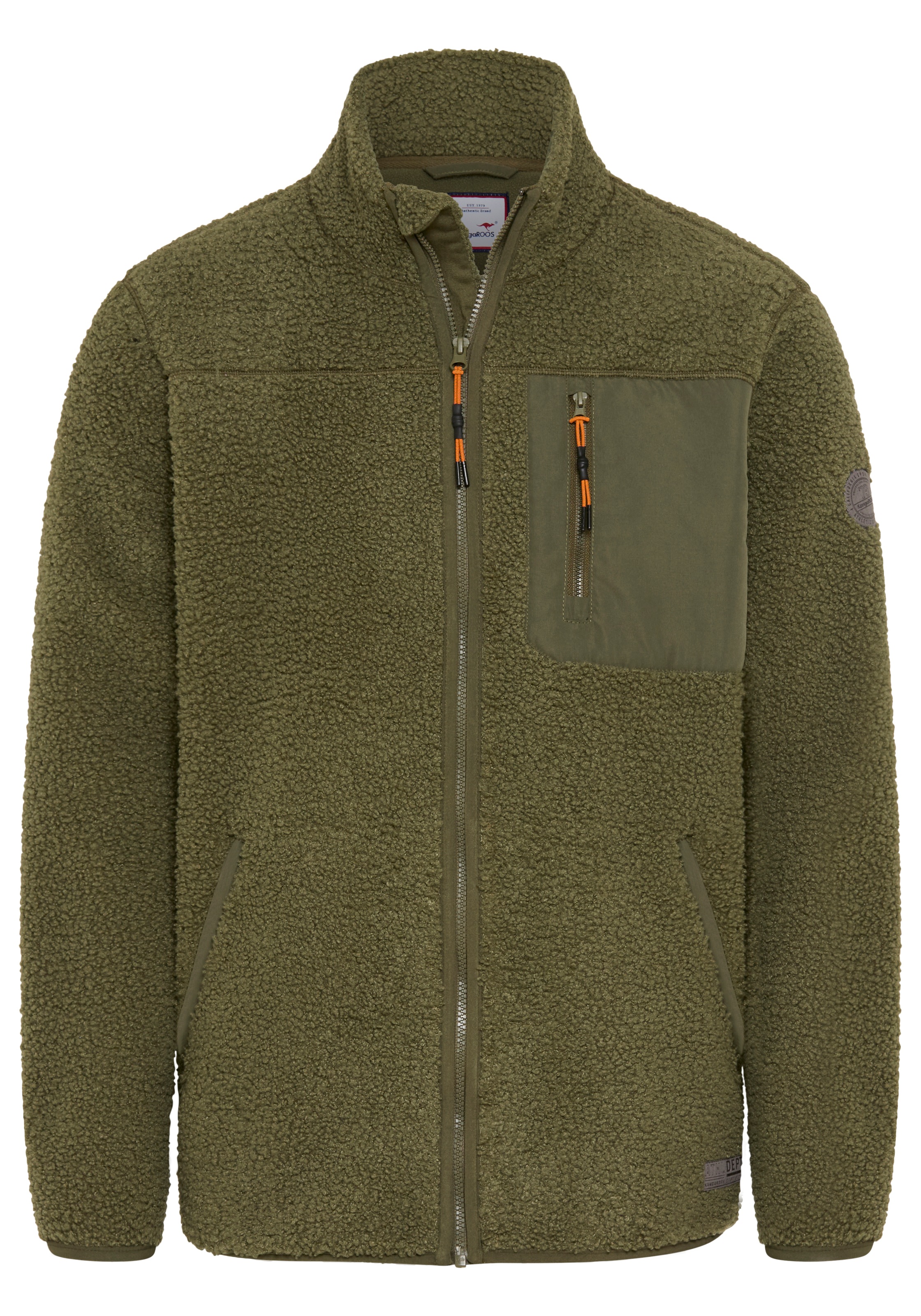 KangaROOS Fleecejacke hüftlang, figurumspielend, aus Plüsch-Material