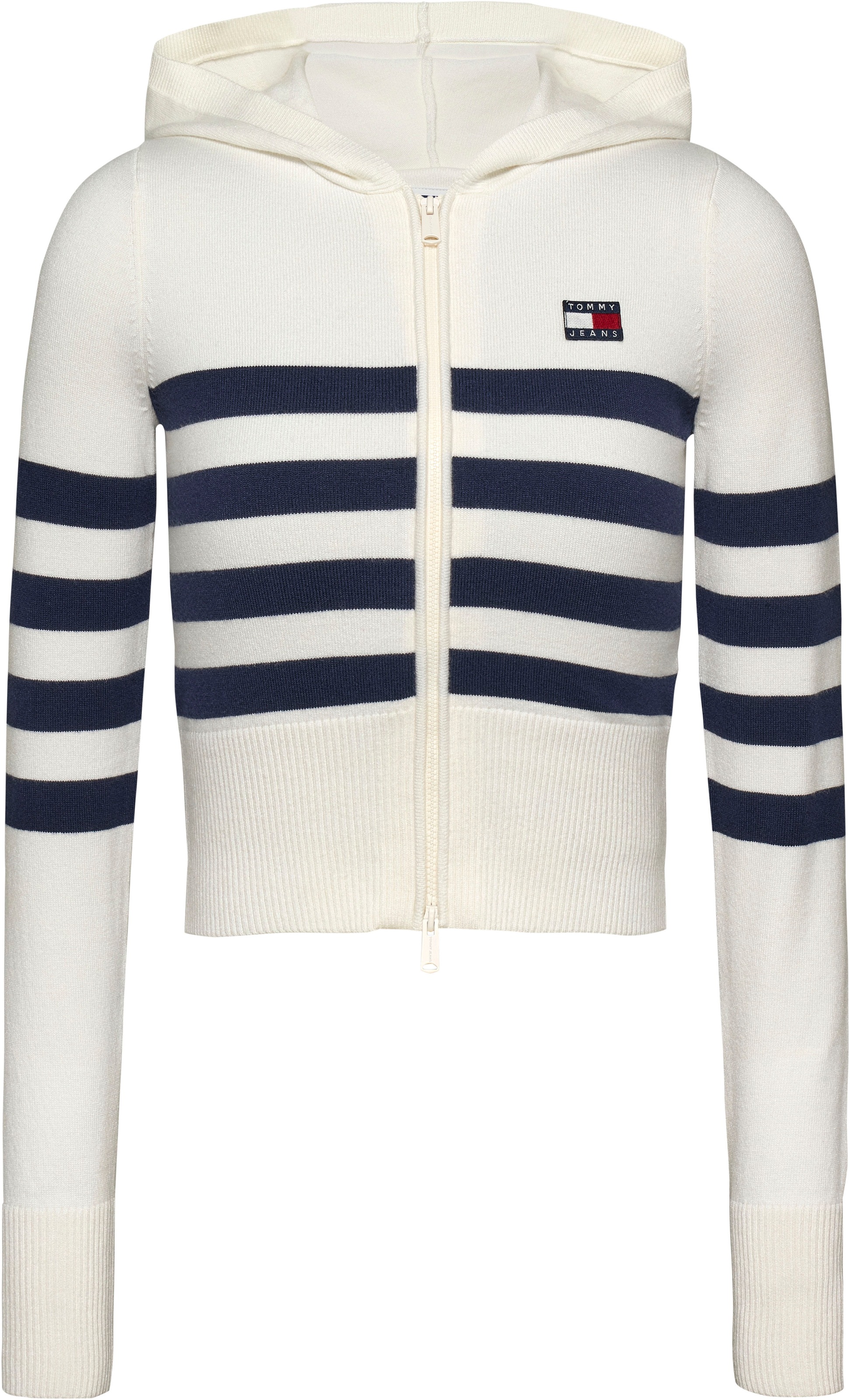 Tommy Jeans Sweatjacke »TJW STRIPE ZIP THRU BADGE HOOD«, mit Tommy Jeans Flagge