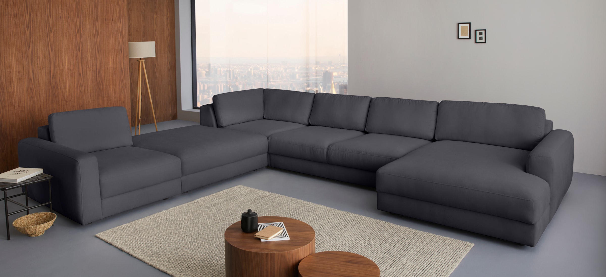 PLACES OF STYLE Wohnlandschaft »Bloomfield, Mega Polsterprogramm, Breite 405cm, viel Platz, U-Form« mit extra tiefer Sitzfläche, wahlweise mit Sitztiefenverstellung