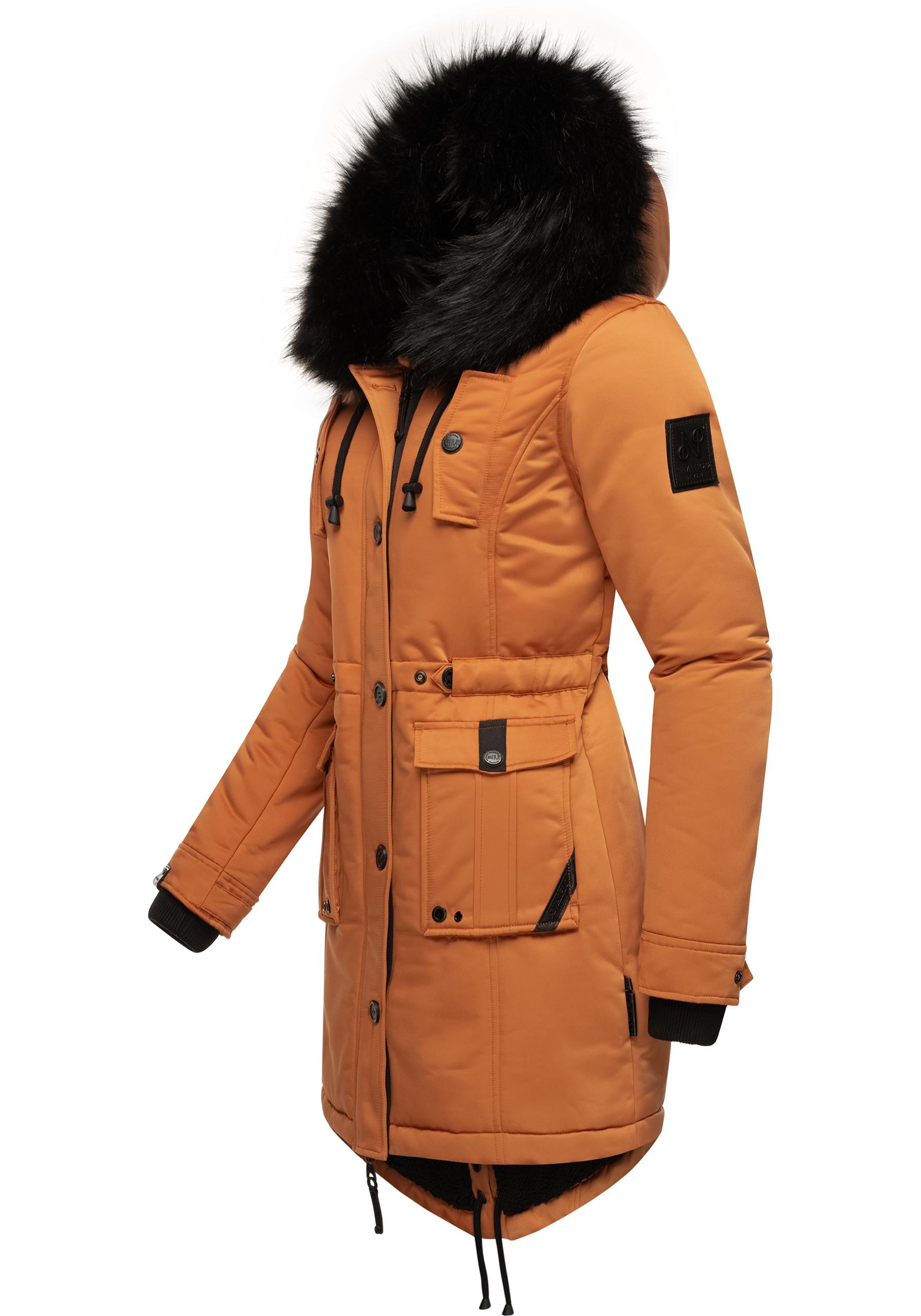 Navahoo Wintermantel »Luluna Prc«, edler Parka mit großer Kunstfellkapuze