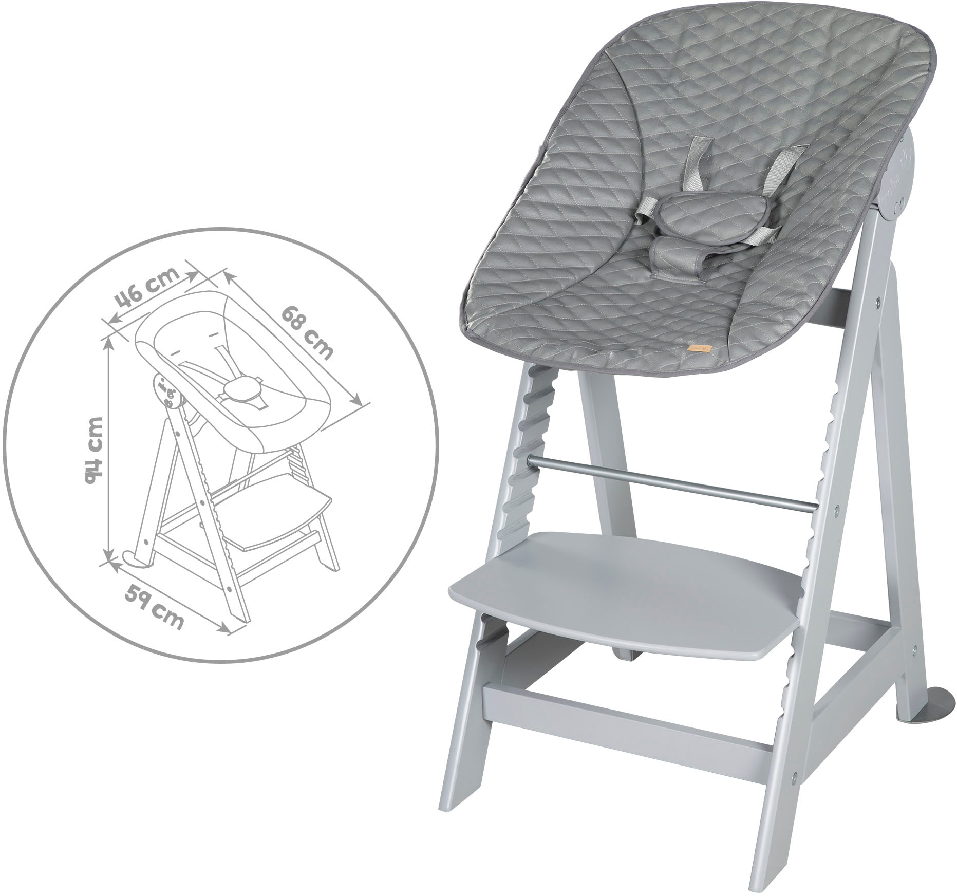 2-in-1 Up roba® Born gesteppt | Hochstuhl Set mit BAUR taupe«, »Treppenhochstuhl Neugeborenen-Aufsatz, Stone