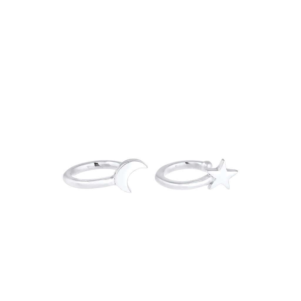 Elli Paar Ohrhaken »Earcuff Klemme Halbmond Stern Astro 925 Silber«