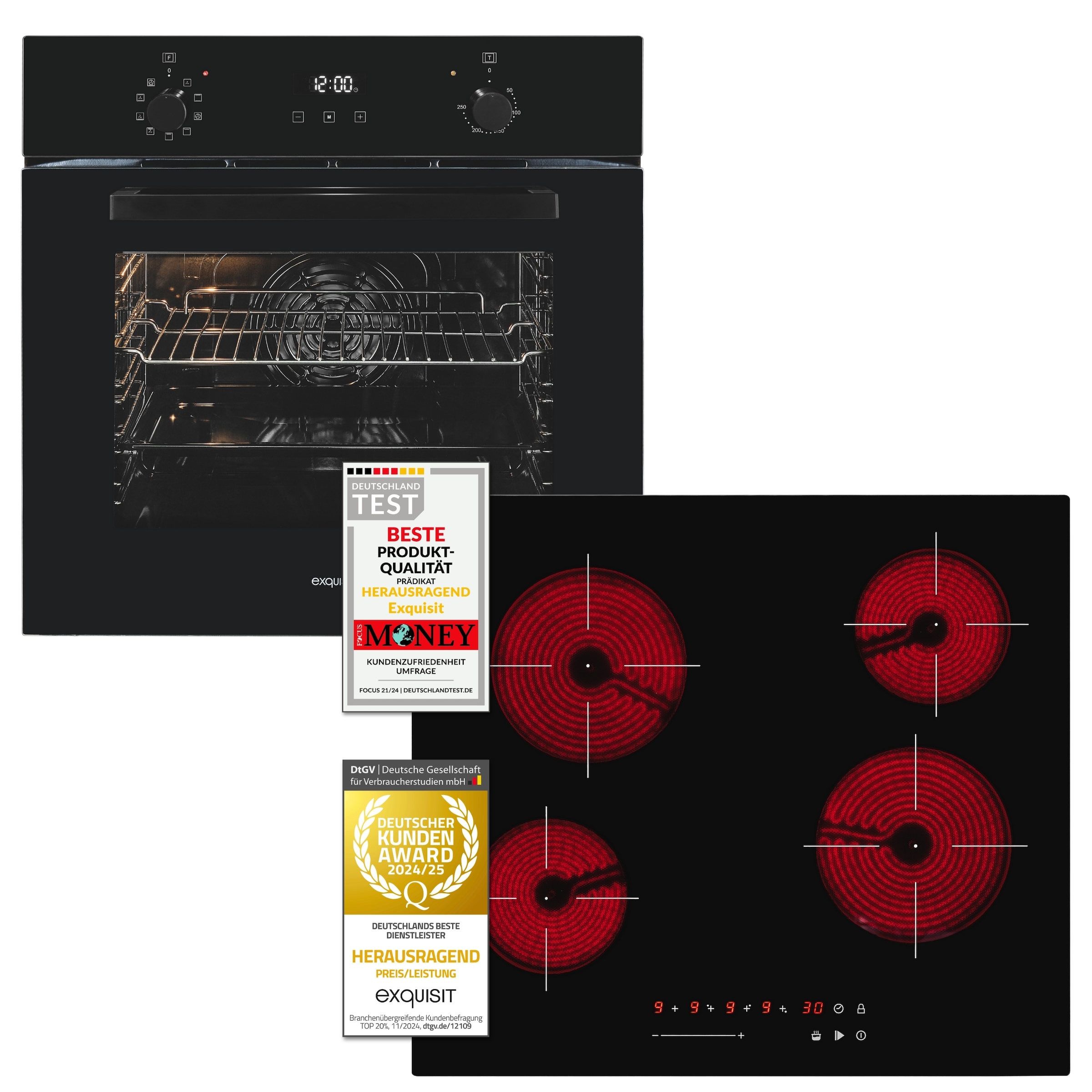 exquisit Backofen-Set »EBE257-H-020 schwarz« Set, 2 Stk. tlg.
