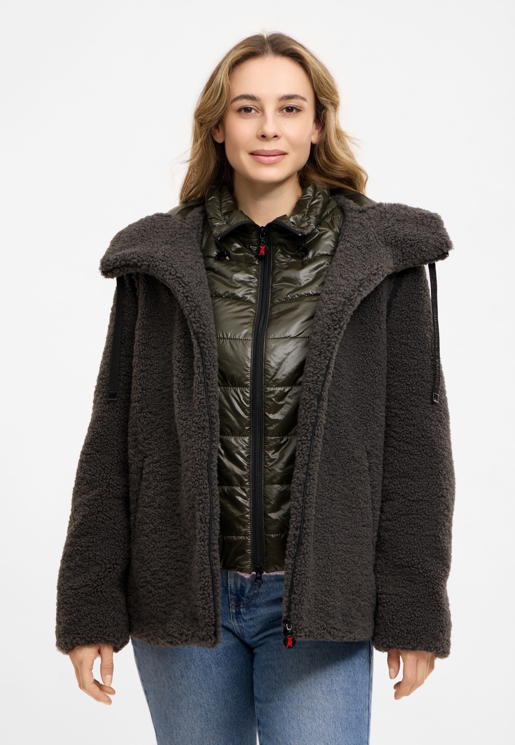Frieda & Freddies Winterjacke »Frieda & Freddies Teddyjacke mit Double-Layer-Look«