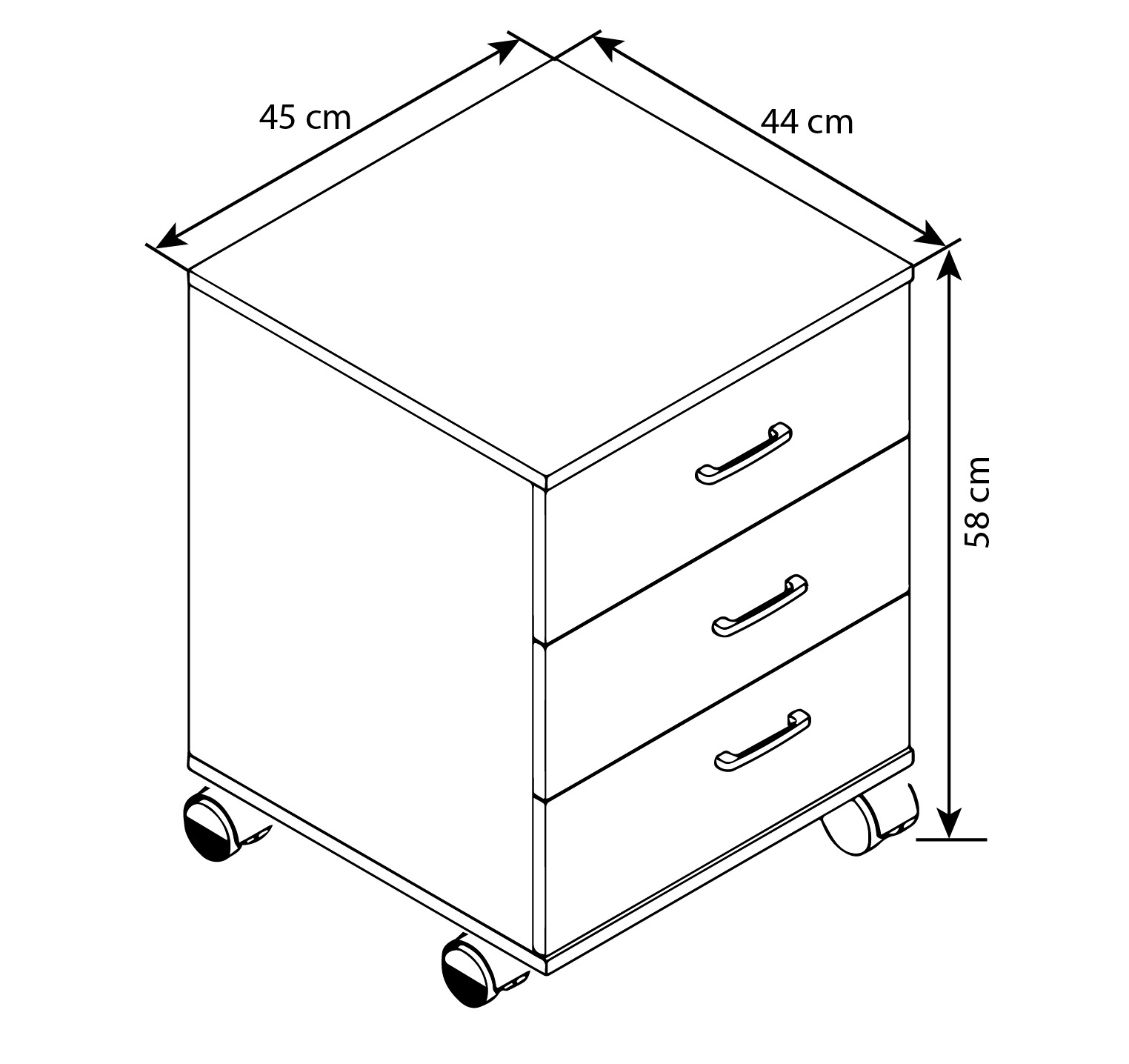 VCM Container »VCM Rollcontainer | Beistellcontainer mit Schubladen | Maße ca. H. 58 x B. 45 x T. 44 cm | Bürocontainer ¿ Tobila«, (1 St.)