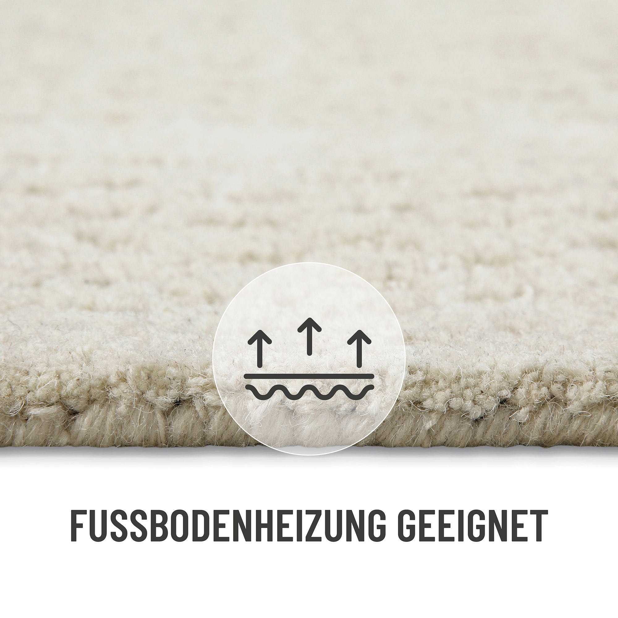Wecon home Wollteppich »Hamptons THIRTYFIVE«, rund, 15 mm Höhe, Schurwolle, Kurzflor, Wohn- & Schlafzimmer, elegant, strukturiert