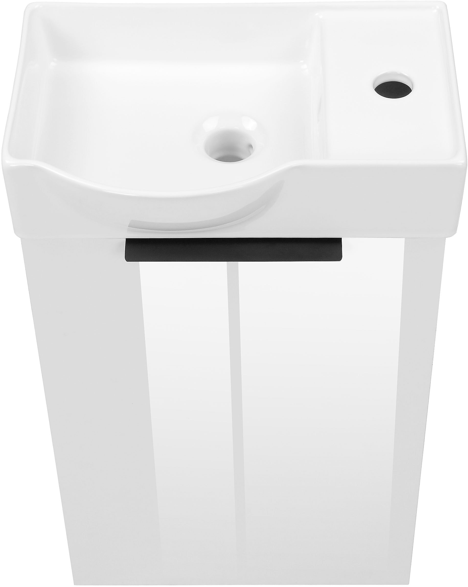 welltime Badmöbel-Set »Sienna Gästebad platzsparend«, (Komplett-Set, 3 St., 3-teilig), Möbelset Badezimmer, 3-teilig, hochglanz 41 cm, weiß, Softclose