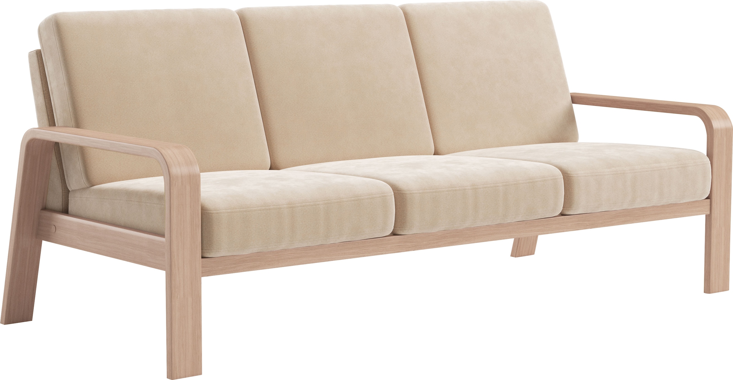 sit&more 3-Sitzer »Kolding« Armlehnen aus Buchenholz in natur, verschiedene Bezüge und Farben
