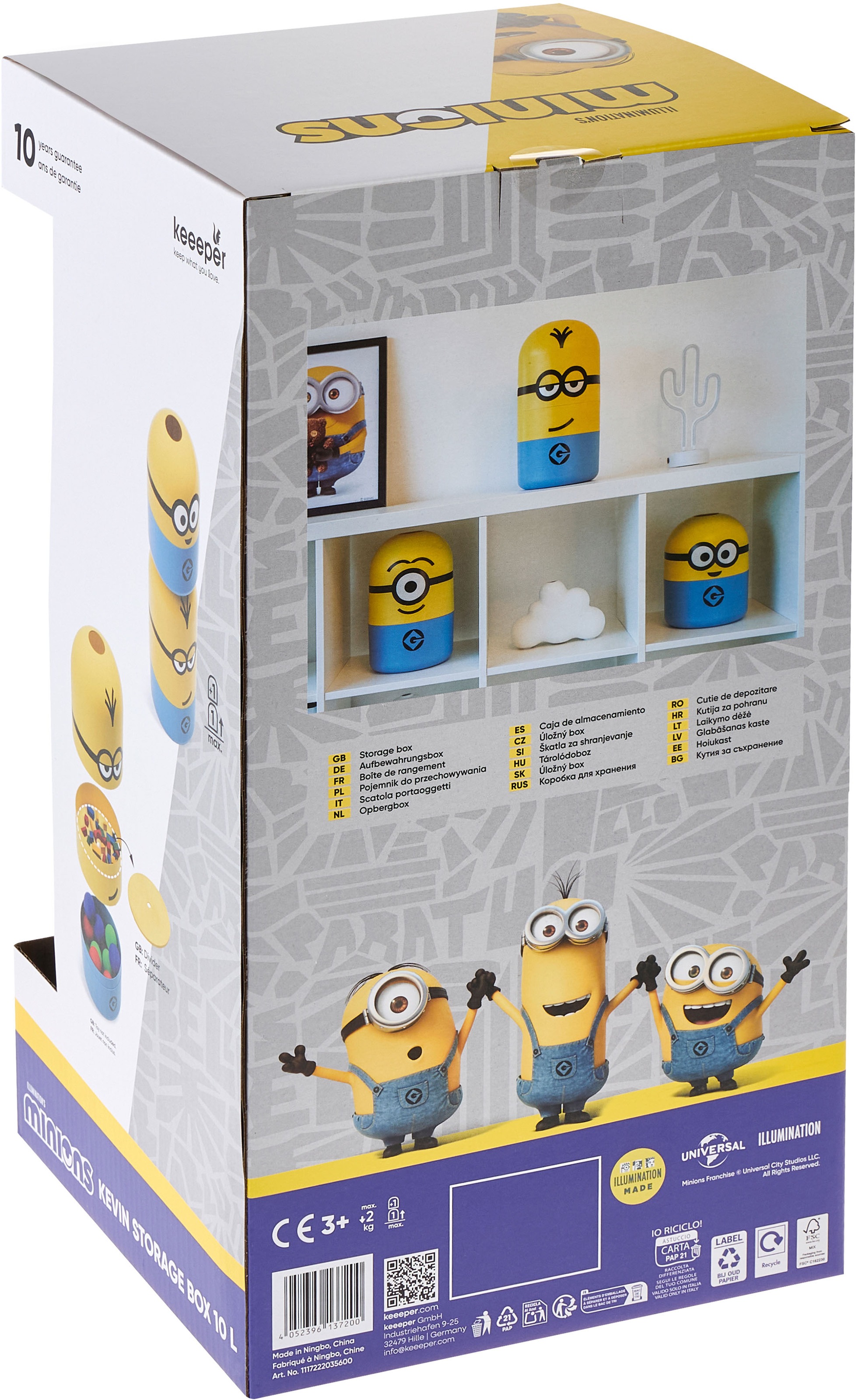 keeeper Aufbewahrungsbox »Kevin "minions" Aufbewahrungsdose 10L« keeeper mit Design aus "Ich einfach unverbesserlich"