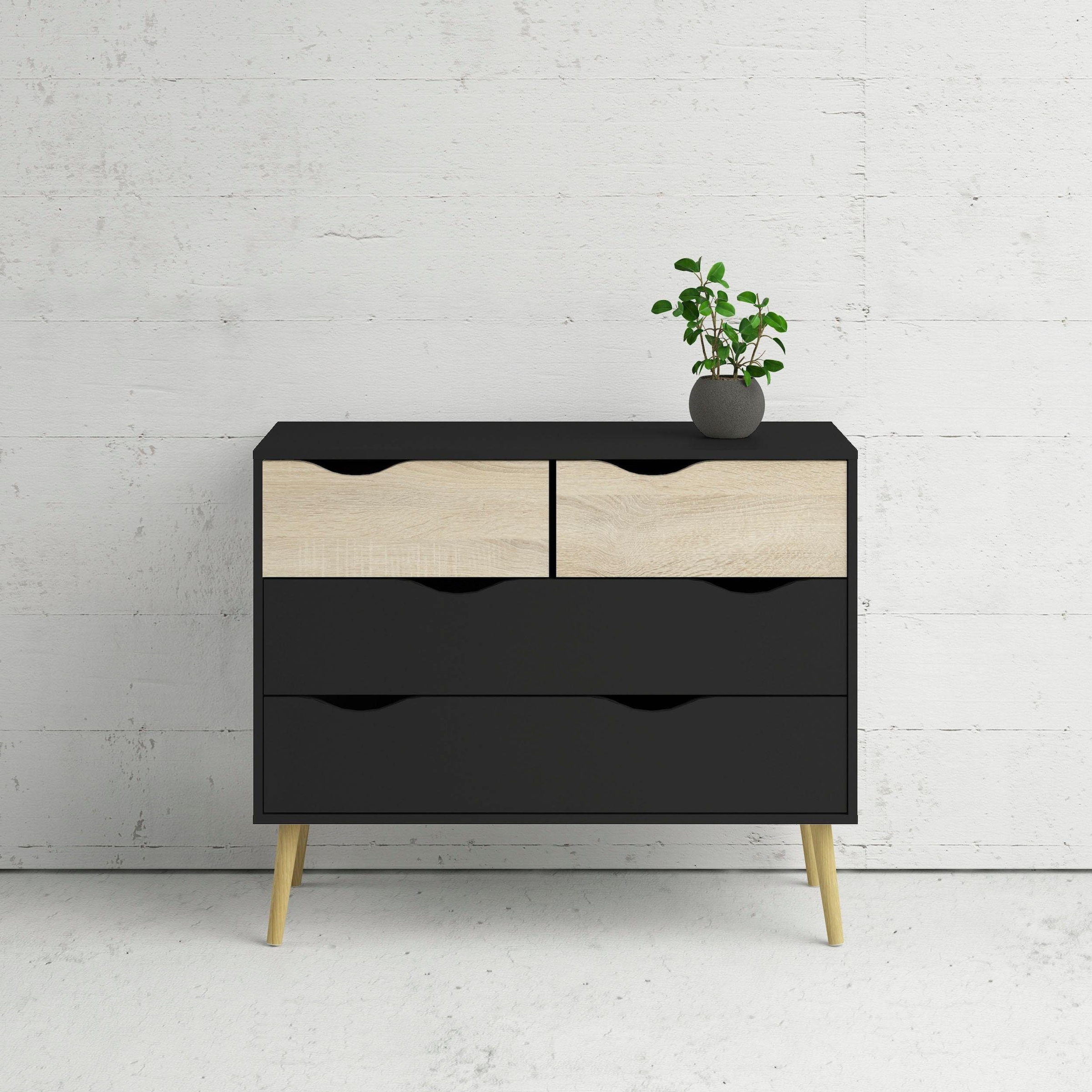 andas Kommode "Oslo, Aufbewahrung, Schubladenschrank, Stauraum", Sideboard mit 4 Schubladen, Vollholzbeine, Breite 99 cm