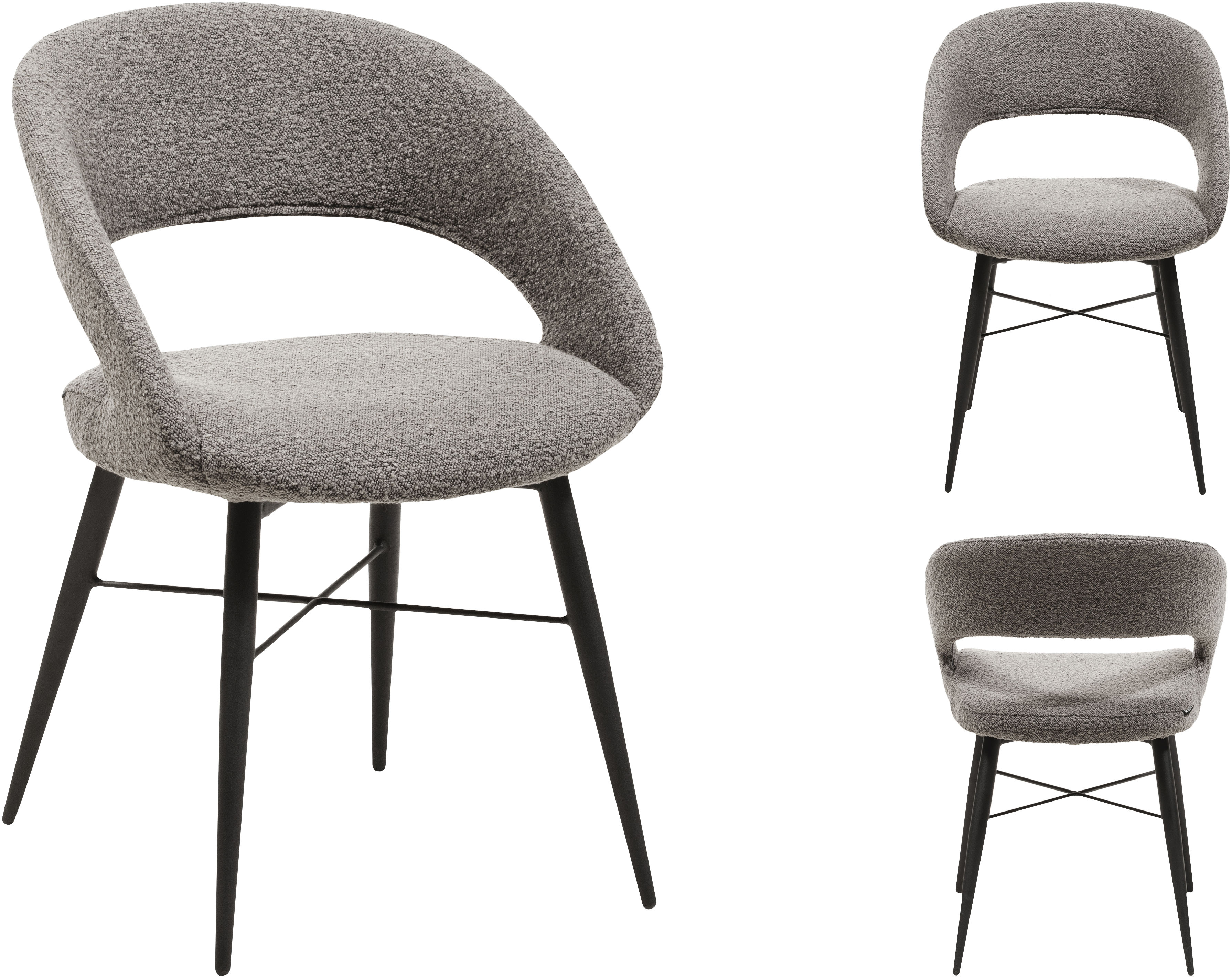 Thumbnail - OMG Design Esszimmerstuhl "Marley" (Set) 1 Stk.mit modernem Cut-Out, Bouclé Bezug