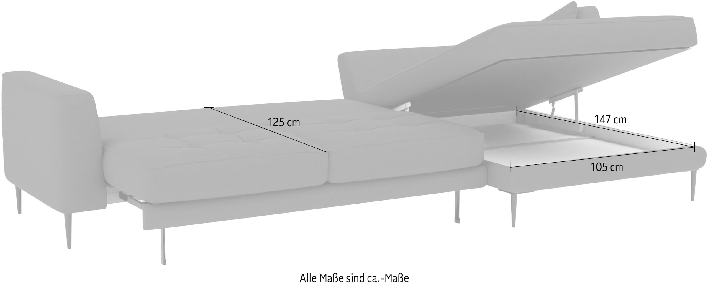 TRENDMANUFAKTUR Ecksofa »Luzi, wahlweise mit Schlaffunktion & Bettkasten. OTTOs Choice, L-Form«, Designsofa mit tollem Sitzkomfort, Metallfüße schwarz, Breite 280 cm