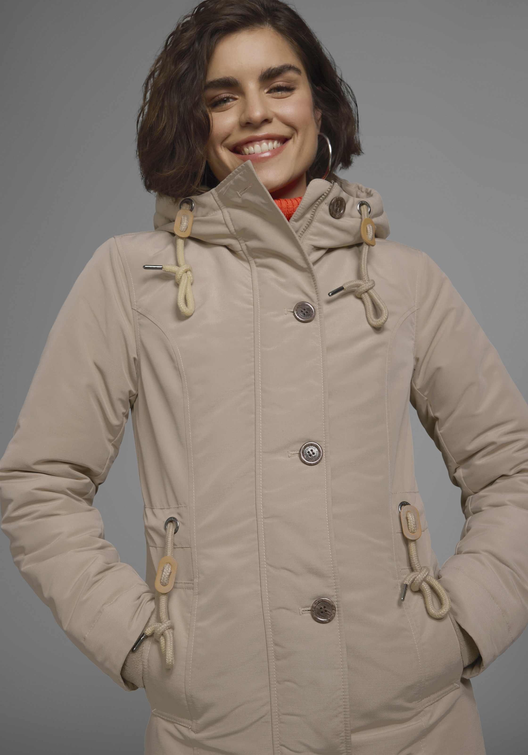 KangaROOS Winterjacke, mit Kapuze, für die kalte Jahreszeit, aus leichtem Webstoff, modisch