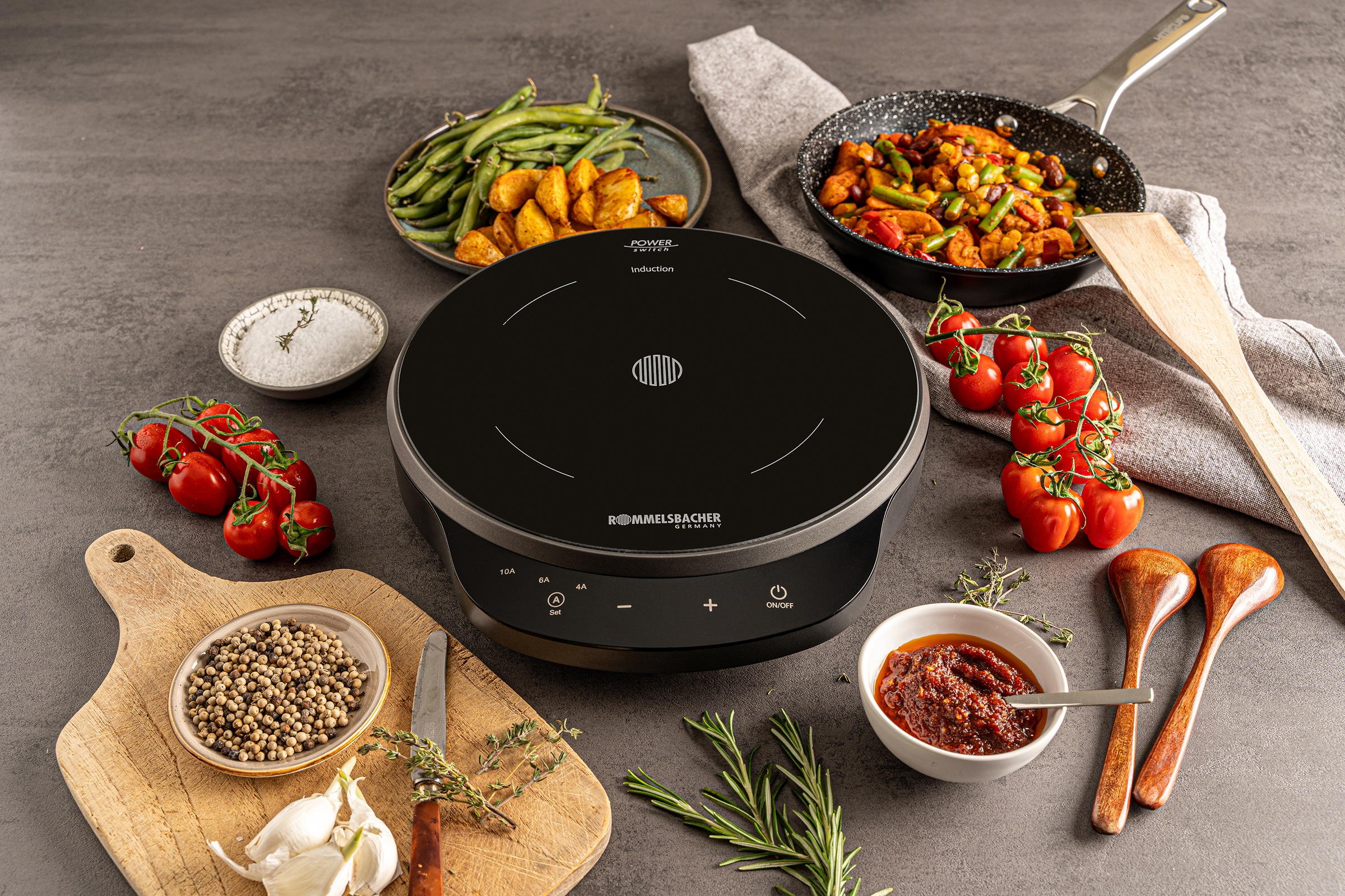 Rommelsbacher Einzel-Induktionskochplatte »CTA 1800/IN Induktion - für bedarfsgerechte Strom-/Leistungsbegrenzung« POWER Switch: bedarfsgerechte Strom-/Leistungsbegrenzung