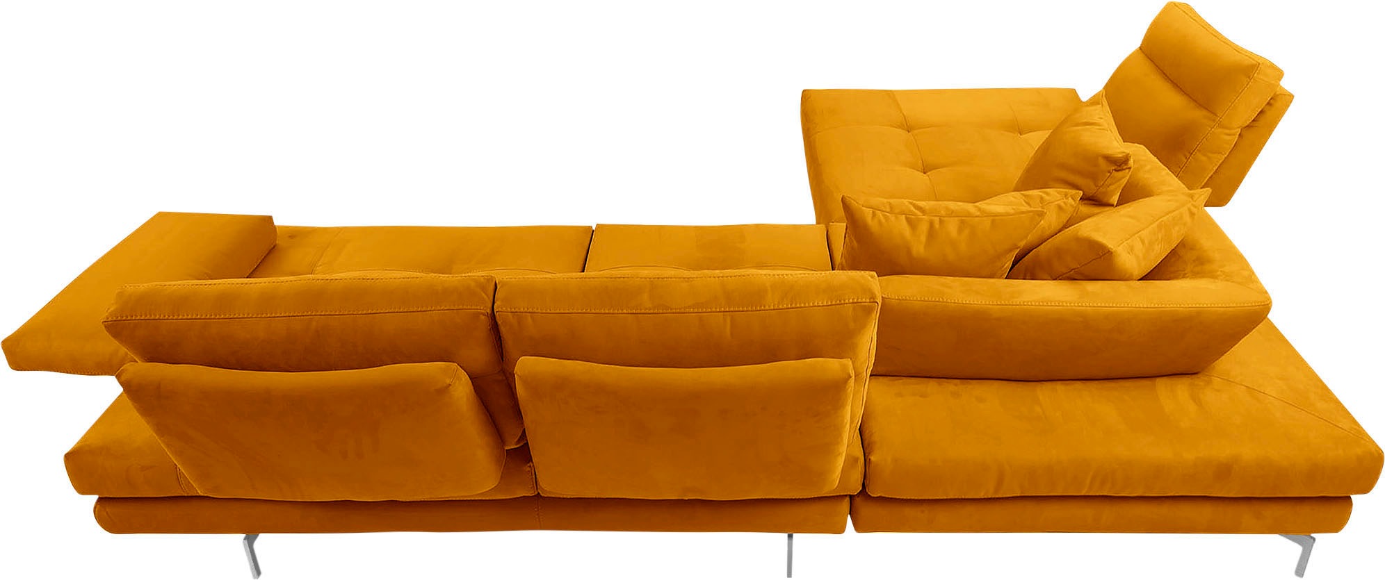 CALIA ITALIA Ecksofa »Toby Wing, L-Form, Designsofa mit sensationellem Sitzkomfort«, Sitztiefenverstell.,wahlw. mit Kissen-Set, Füße chrom glänzend