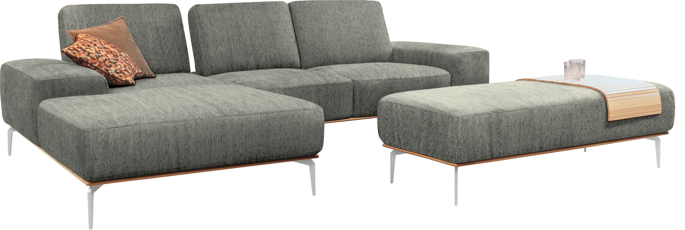 W.SCHILLIG Ecksofa "run", mit elegantem Holzsockel, Füße in Chrom glänzend, günstig online kaufen