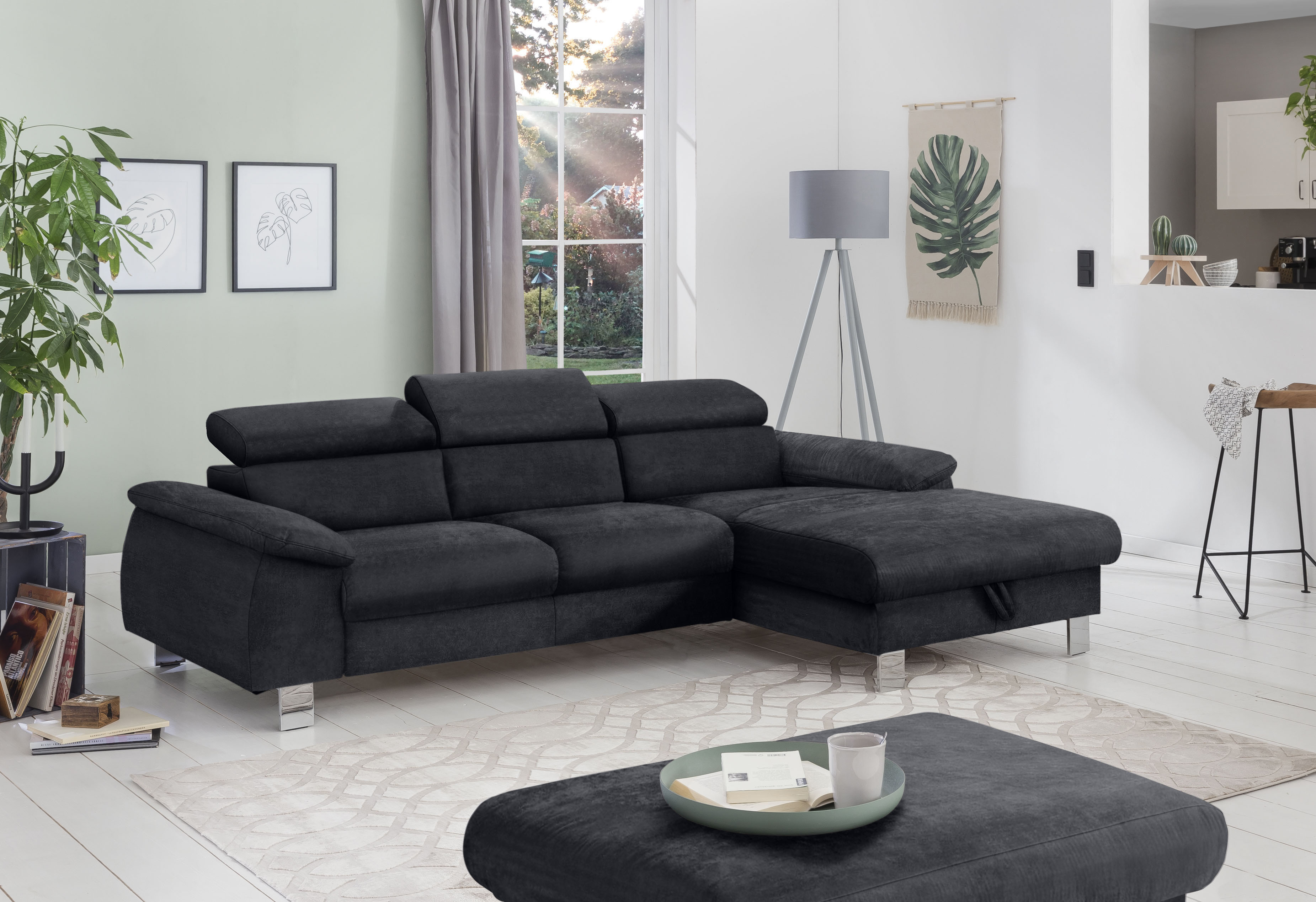 COTTA Ecksofa "Komaris L-Form, B: 244 cm" mit Kopfteilverstellung, optional Schlaffunktion, Bettkasten & Licht