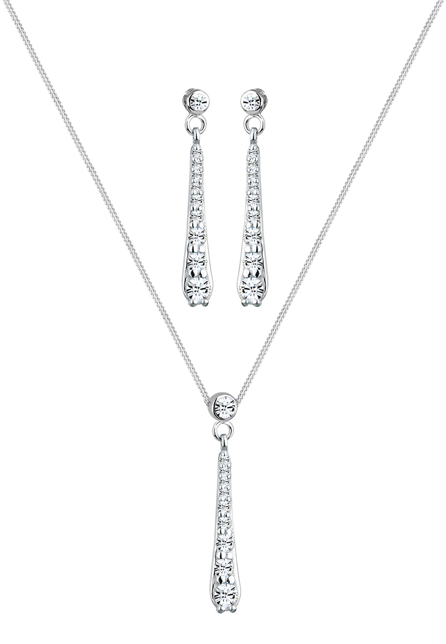 Elli Ohrring und Ketten Set »Schmuckset Weiß 925 Sterling Silber, mit Kristallen von Swarovski®« ()