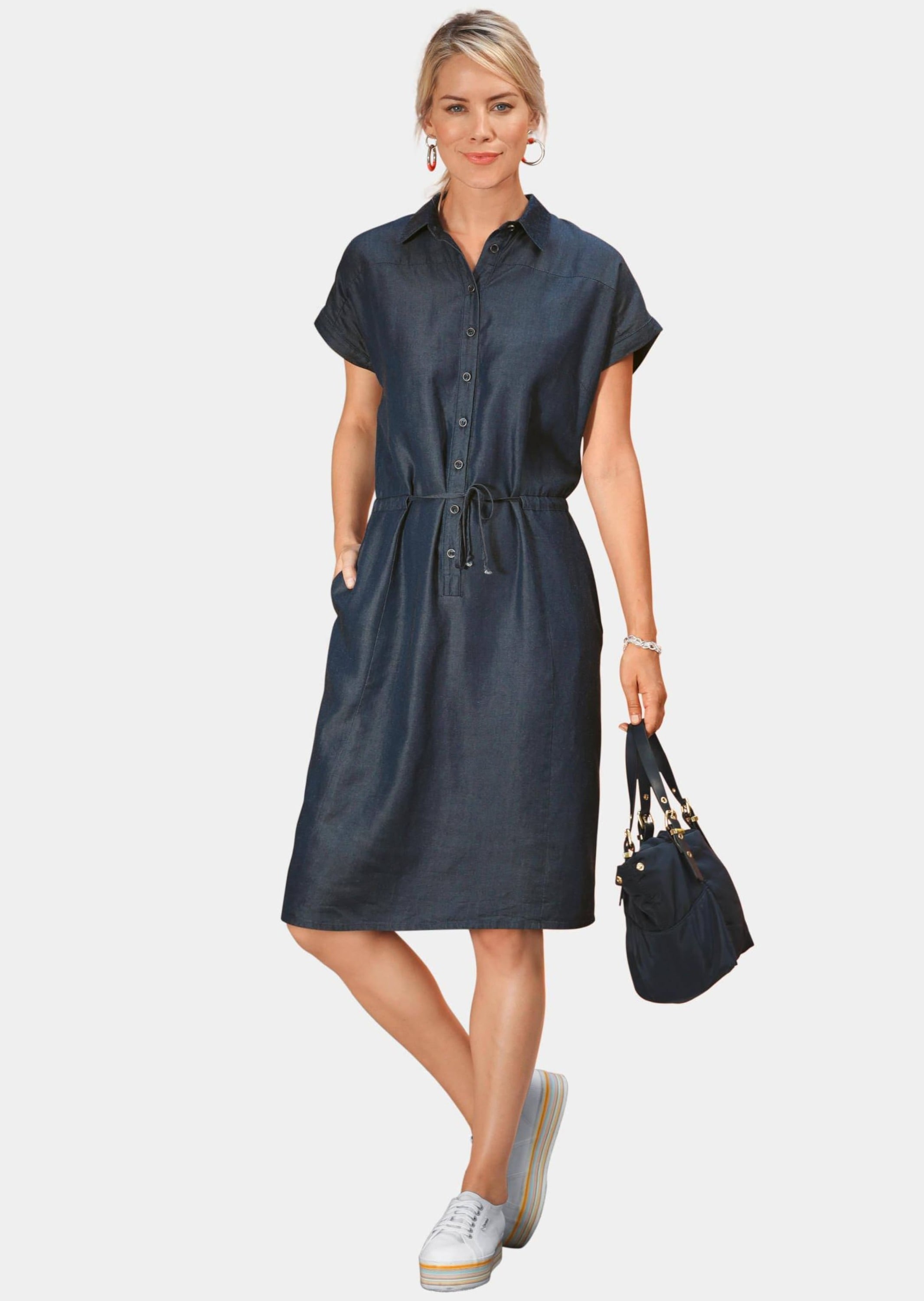GOLDNER Midikleid »Kleid Modernes Tencel-Kleid mit Bindedetail«