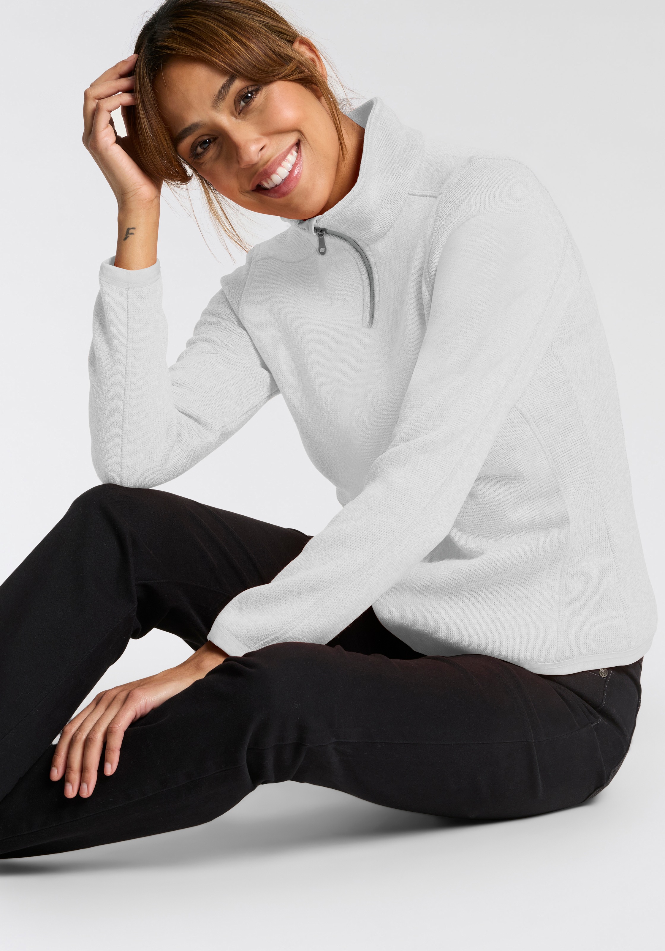 Fleeceshirt KILLTEC "KSW 62 WMN FLC SHRT", Damen, Gr. 50, weiß (gebrochenes weiß), Obermaterial: 100% Polyester, Shirts, für Sportmode und Outdoormode, aus Polyester, pflegeleicht 3