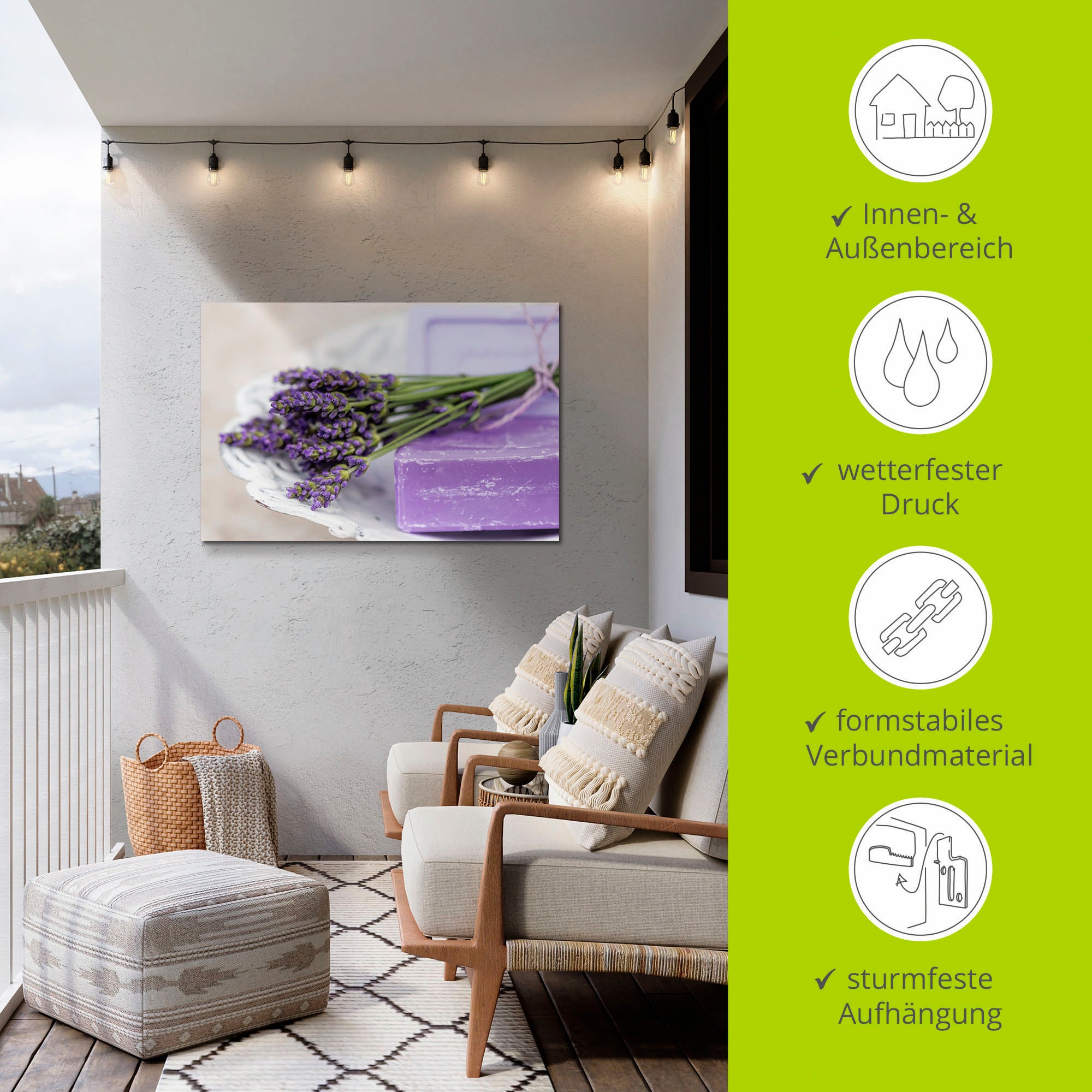 Artland Wandbild »Französisches Stillleben mit Lavendel«, Arrangements, (1 St.), als Alubild, Outdoorbild, Leinwandbild, Poster in verschied. Größen