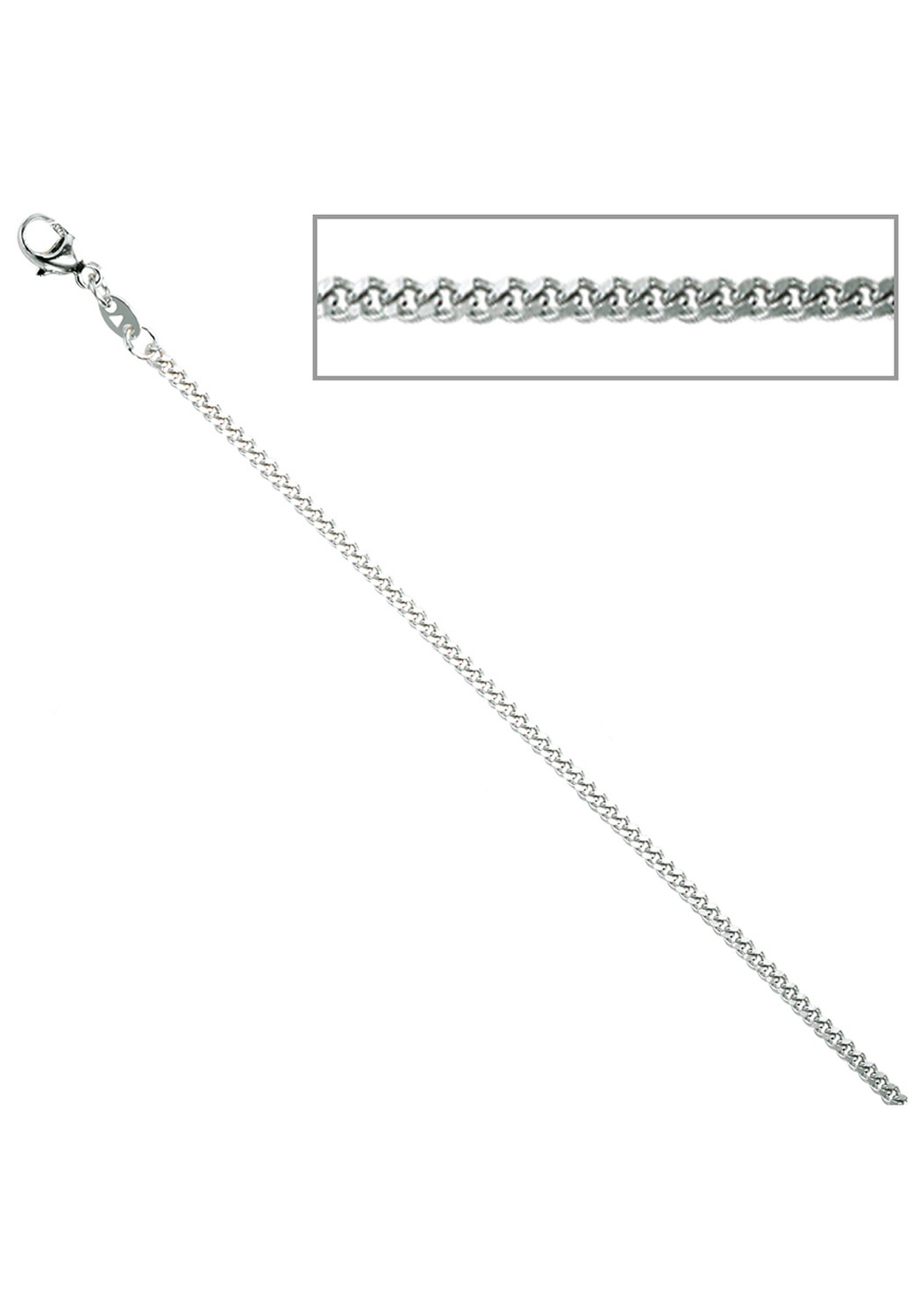 Silberkette JOBO, silber (silber 925), Halsketten, Damen, Silber 925 (Sterlingsilber), L: 36, Silberkette, Panzerkette 925 Silber 36 cm 1,7 mm 3