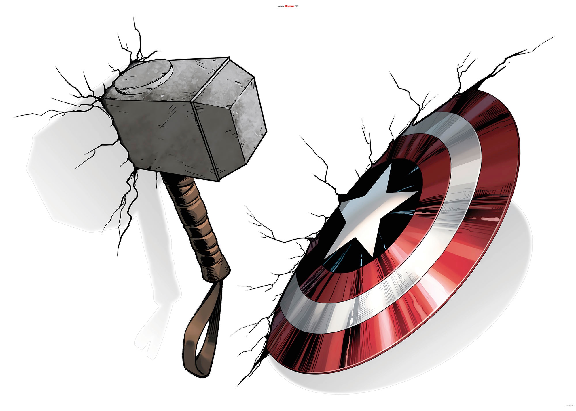 Wandtattoo »Avengers Hammer & Shield«, (4 St.), 100x70 cm (Breite x Höhe),...
