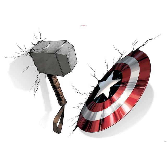 Komar Wandtattoo »Avengers Hammer & Shield«, (4 St.), 100x70 cm (Breite x  Höhe), selbstklebendes Wandtattoo | BAUR