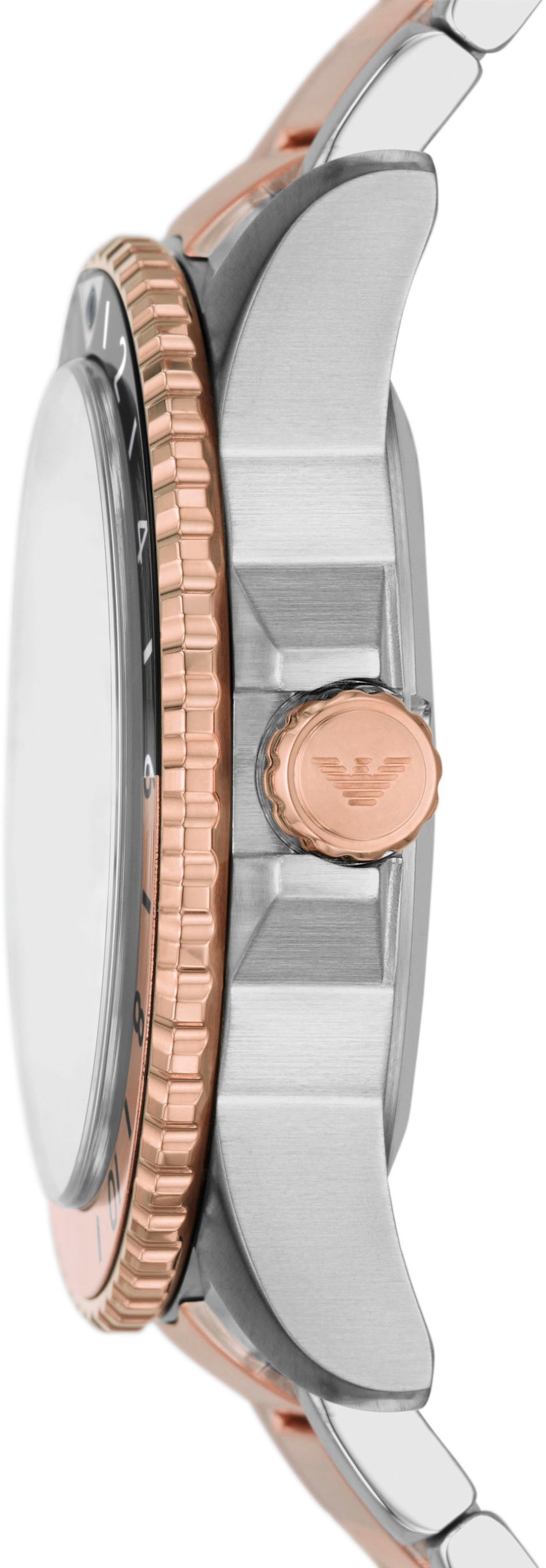 Emporio Armani Quarzuhr, Armbanduhr, Herren, GMT, Datum, bis 10 bar wasserdicht, Edelstahl