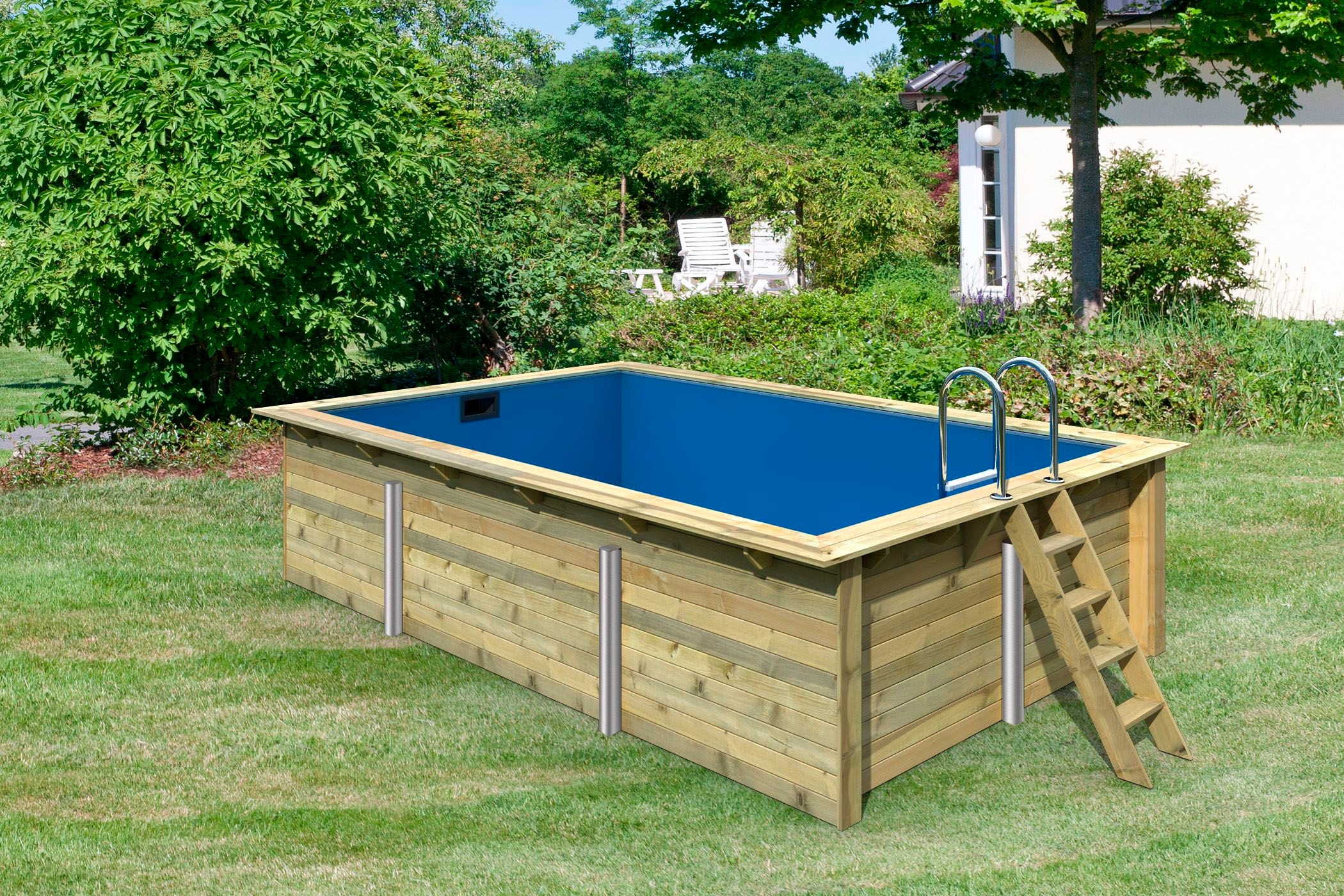 Karibu Rechteckpool "Malta BxLxH: 530x353x124cm" 44 mm starke kesseldruckim günstig online kaufen