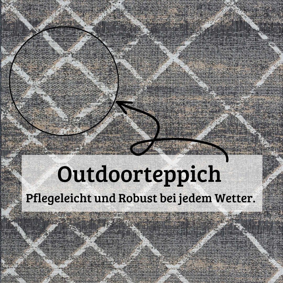 my home Teppich »Sorren Lagerräumung«, rechteckig, 8 mm Höhe, Rauten Muster, In- und Outdoor geeignet, Terrasse & Balkon