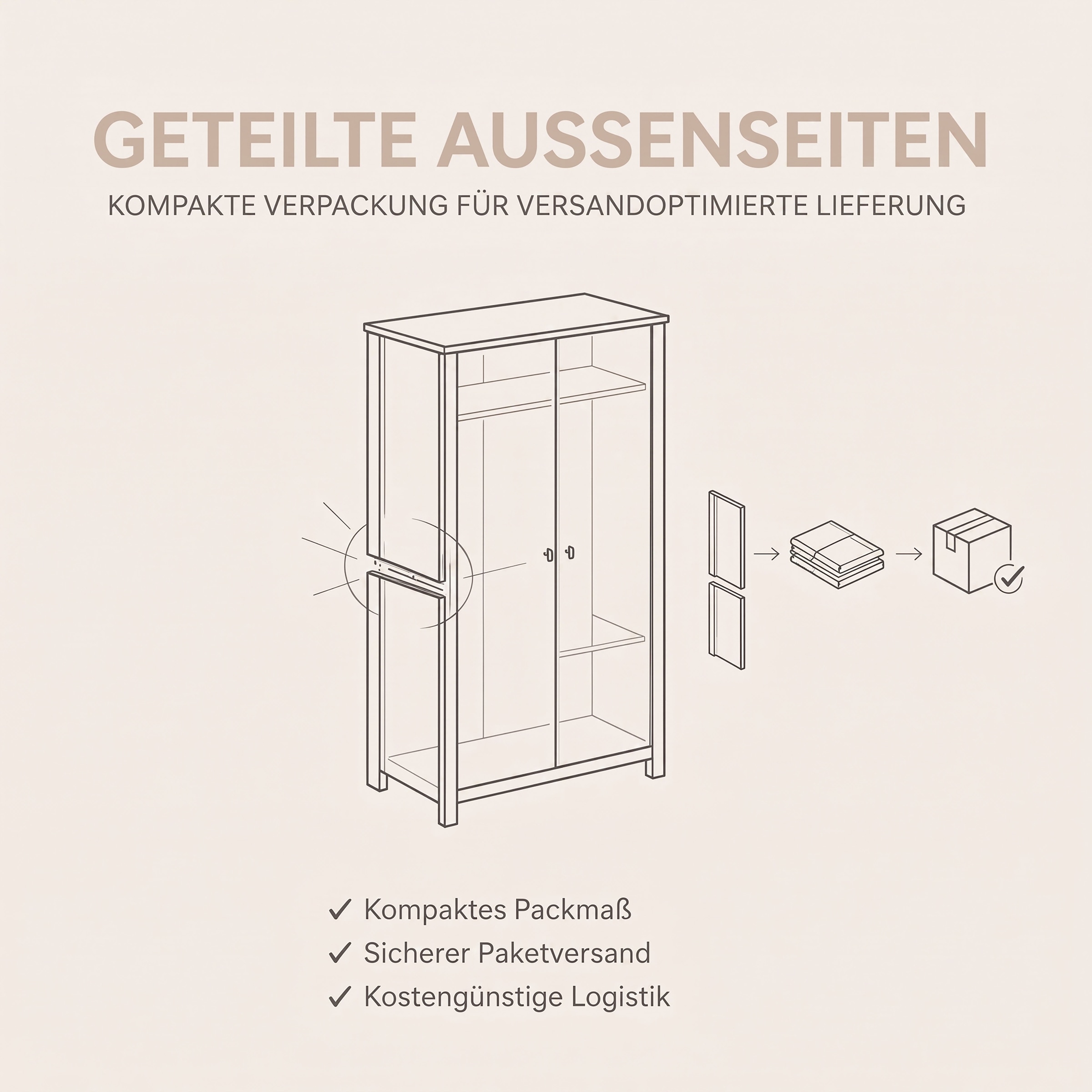 OTTO home Kleiderschrank »TALVINNA, Schlafzimmerschrank,Garderobenschrank,Schrank,Dielenschrank« 2-türig, Breite 81cm, 1 Kleiderstange, 1 fester Boden