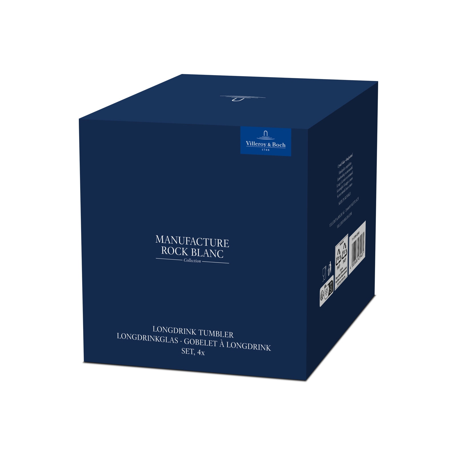 Villeroy & Boch Longdrinkglas »Longdrinkbecher Manufacture Rock 300 ml 4er Set weiß-transparent«