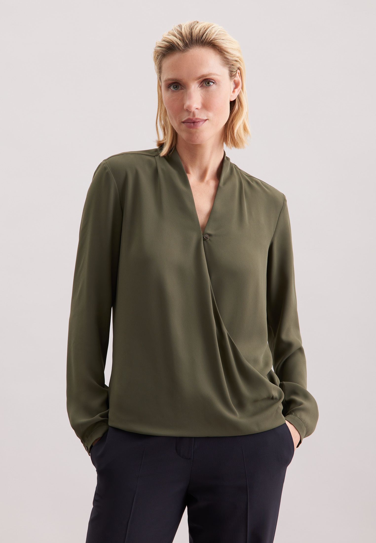 seidensticker Wickelbluse "Schwarze Rose" V-Neck Uni günstig online kaufen