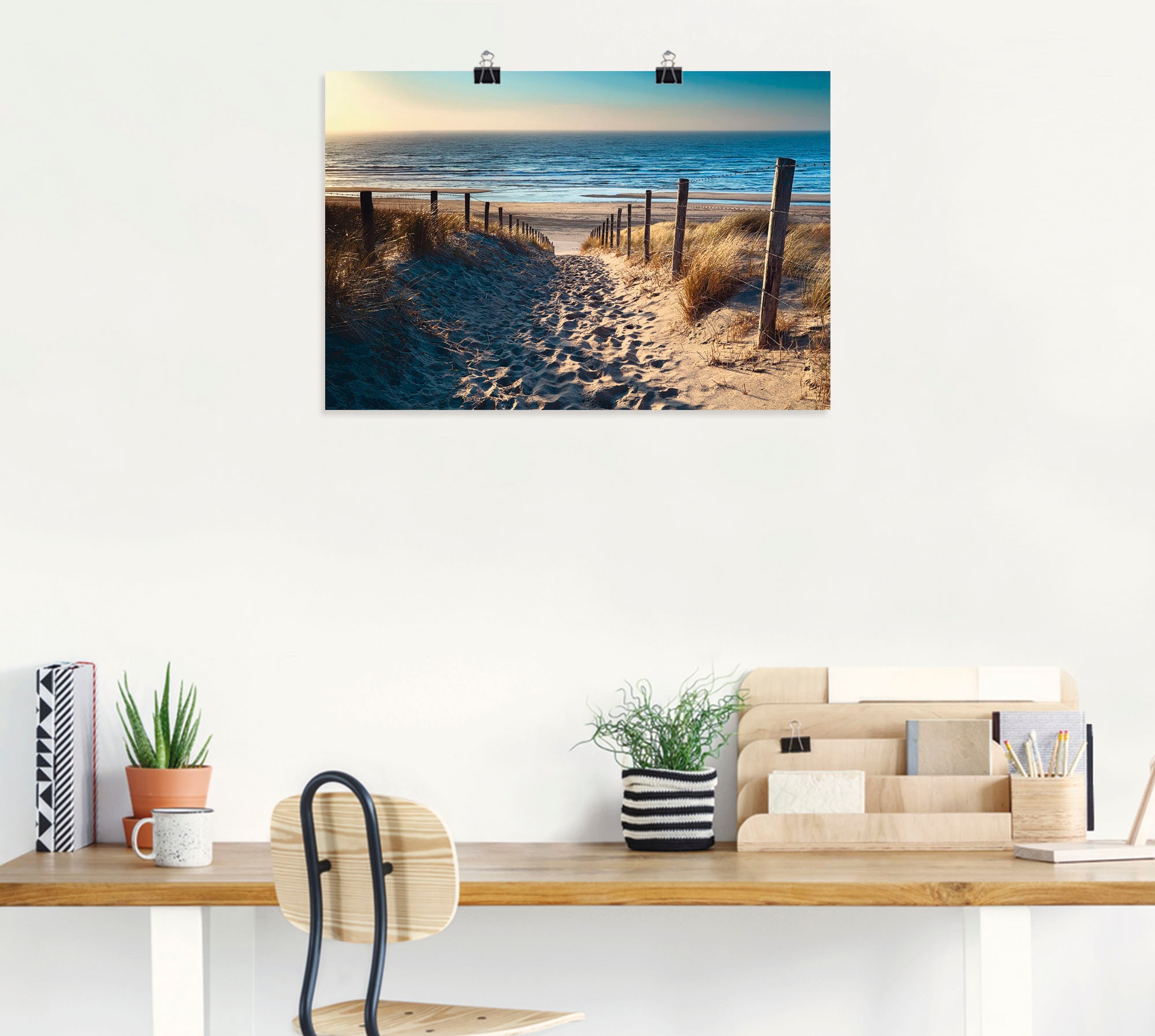 Wandbild ARTLAND "Weg zum Nordseestrand Sonnenuntergang", beige (farbe bild(er): naturfarben), B:60cm H:40cm, Bilder, als Alubild, Leinwandbild, Poster in verschied. Größen 2