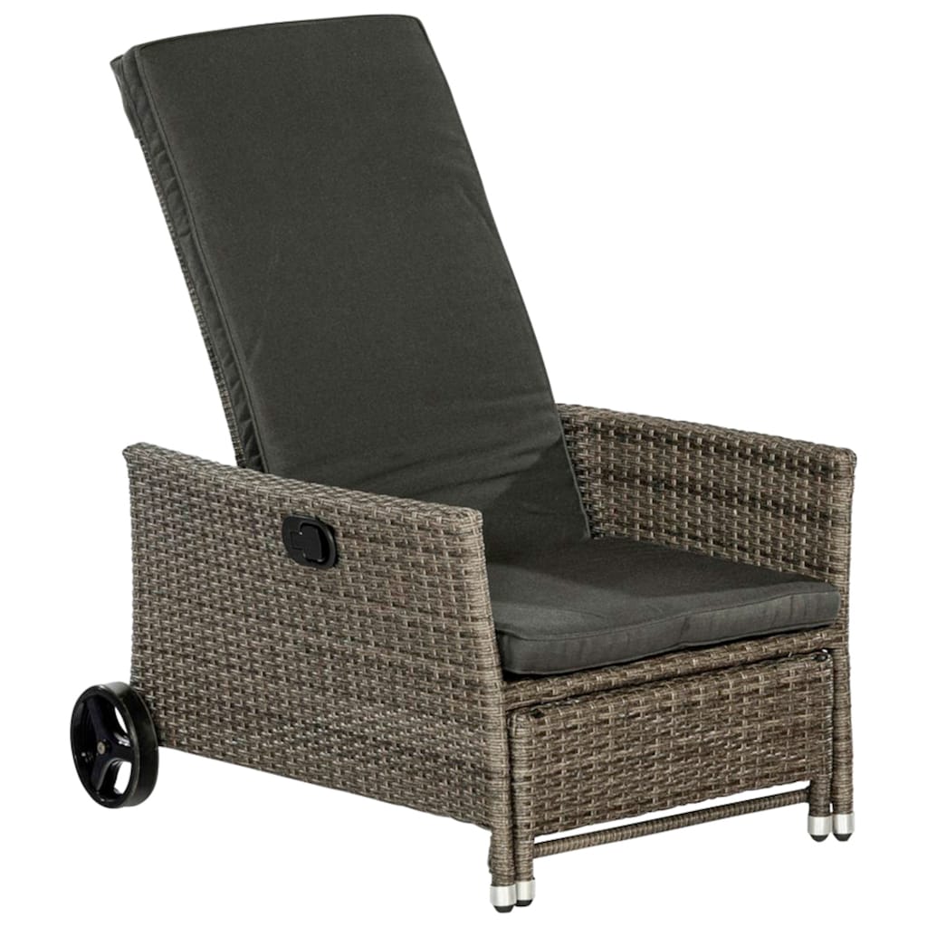 MERXX Gartensessel »Komfort Deckchair«, (4-tlg.), Stahl/Kunststoff, inkl. Auflagen