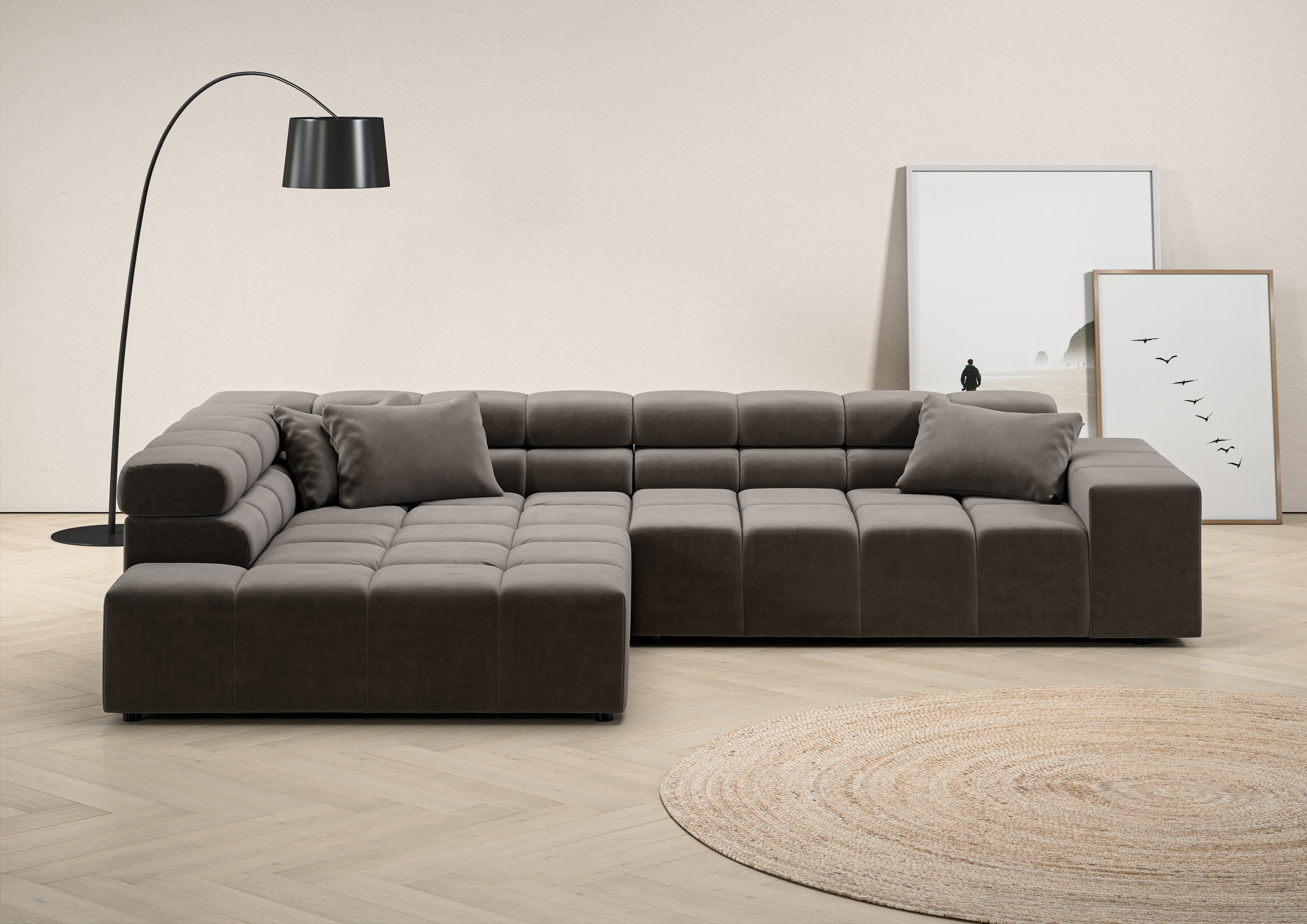 Home affaire Ecksofa "Ancona, Ecksofa, incl. Kopfteilverstellung, Breite 319 cm, L-Form" wahlweise motorische Sitztiefenverstellung, auch in Cord + Easy Care