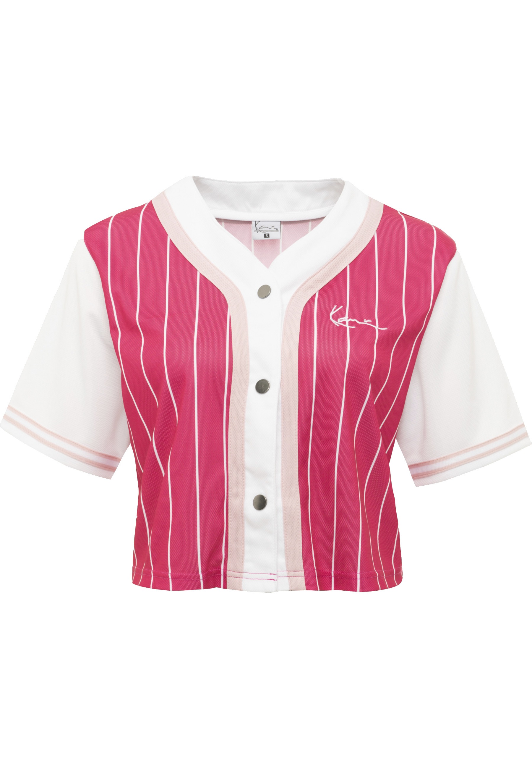 Karl Kani Langarmhemd "Karl Kani Chest Signature Pinstripe Short Baseball Shirt" 1 Stk.