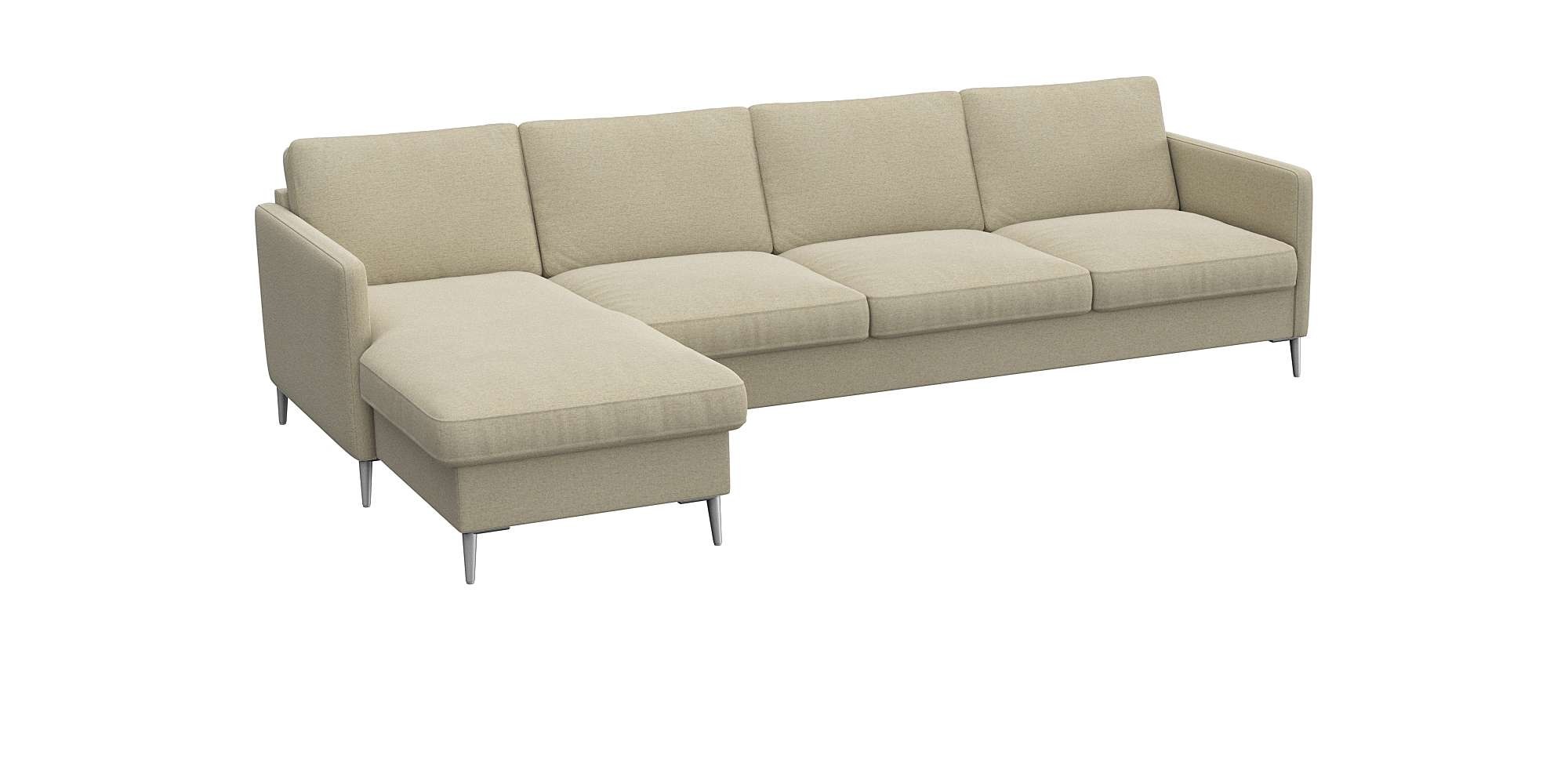 FLEXLUX Ecksofa »Fiore, super Sitzkomfort durch Kaltschaum im Sitz, L-Form«, schmale Armlehnen, Füße Alu